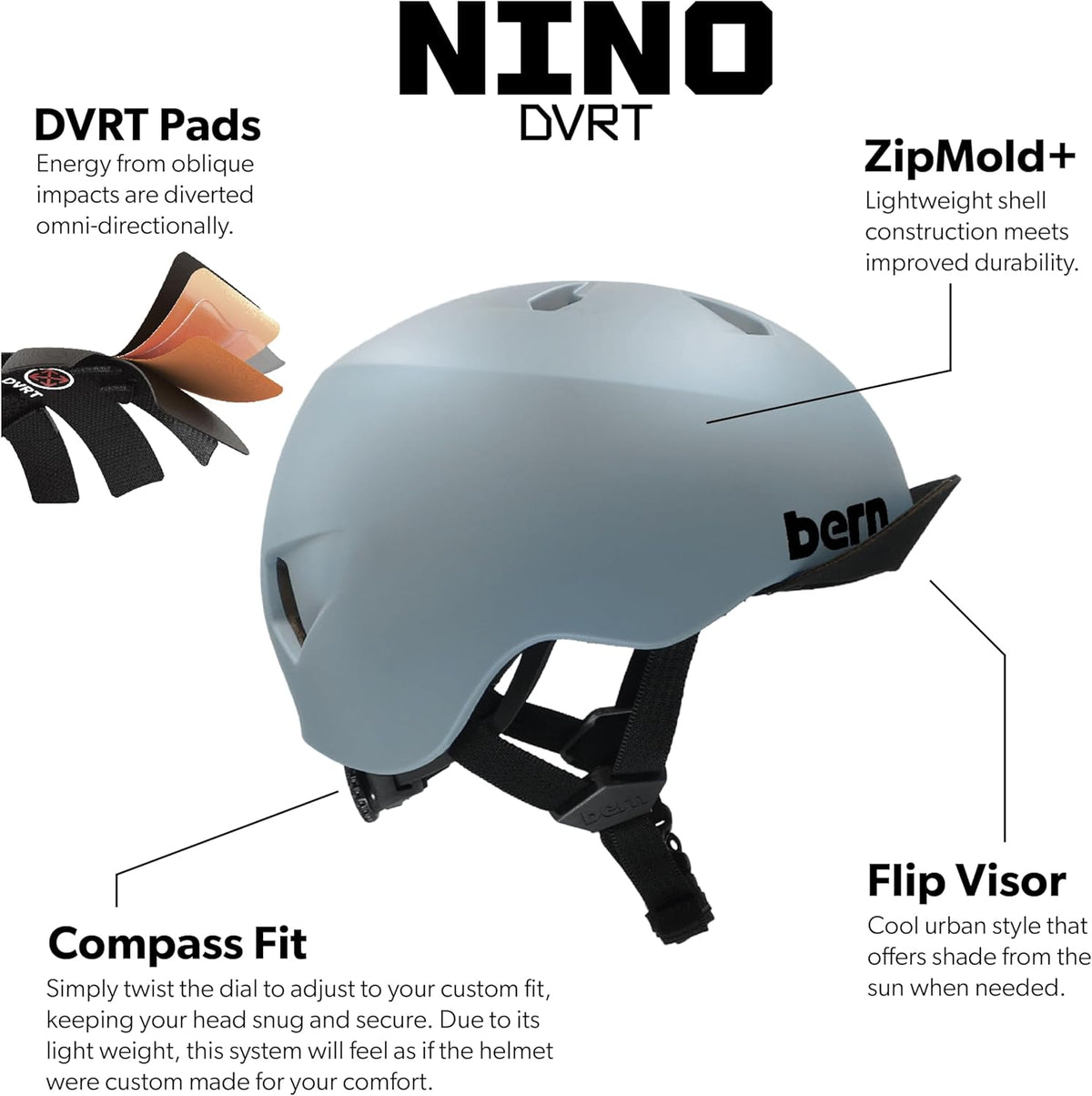Bern Nino Bike Helmet for Kids, Ages 3-12, Flip Visor, Adjustable fit, Lightweight, CPSC Safety Certified
