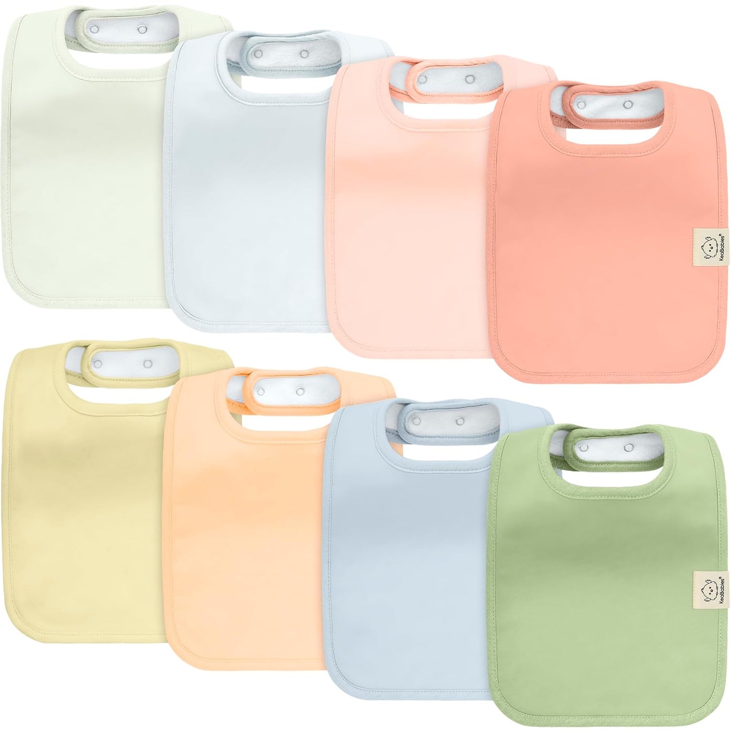 KeaBabies 8-Pack Organic Baby Bibs for Boys, Girls - Super Absorbent Cotton Drool Bibs for Baby Girl & Boy, Teething Toddler, Drooling Newborn, Ultra Soft & Machine Washable (Dew)