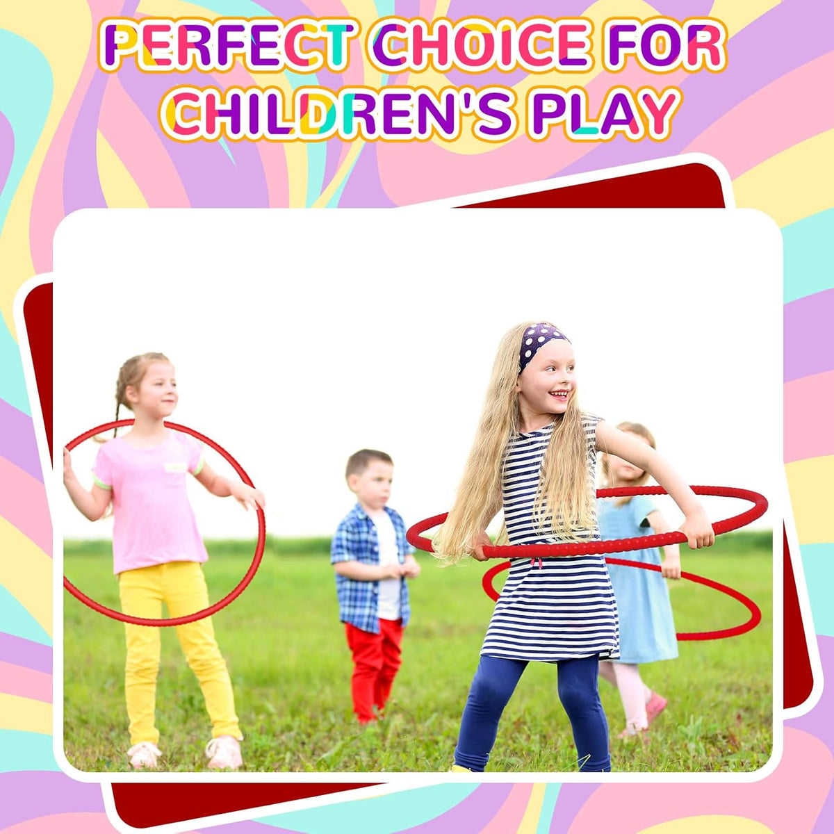 Shappy 6 Pcs Exercise Hoop Detachable Adjustable Plastic Toy Playground Toys Colored Hoop Circles for Teens Games Gymnastics Dog Agility Equipment Party Decor