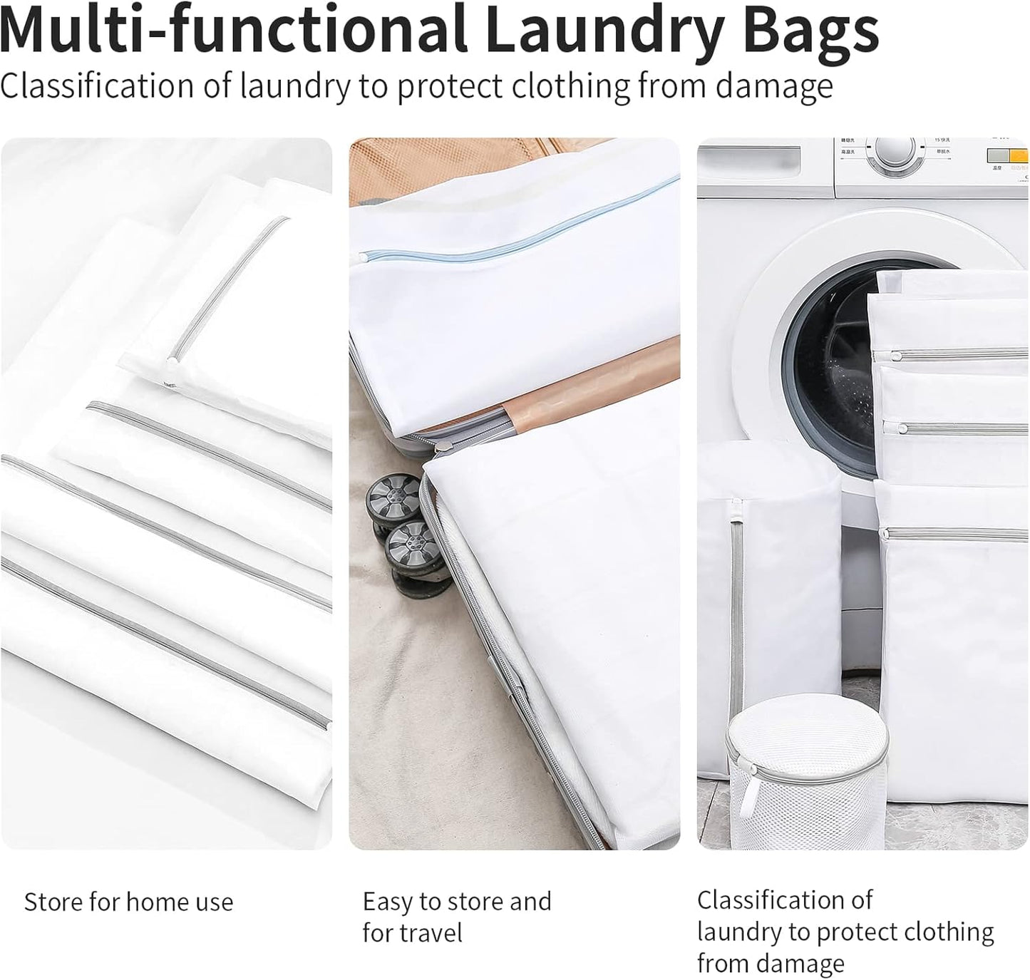 3 Pack Large Mesh Laundry Bags by MDSXO- Fine Durable Lingerie Delicates Bag for Washing Machine 16 * 20 inch [3 Pack]