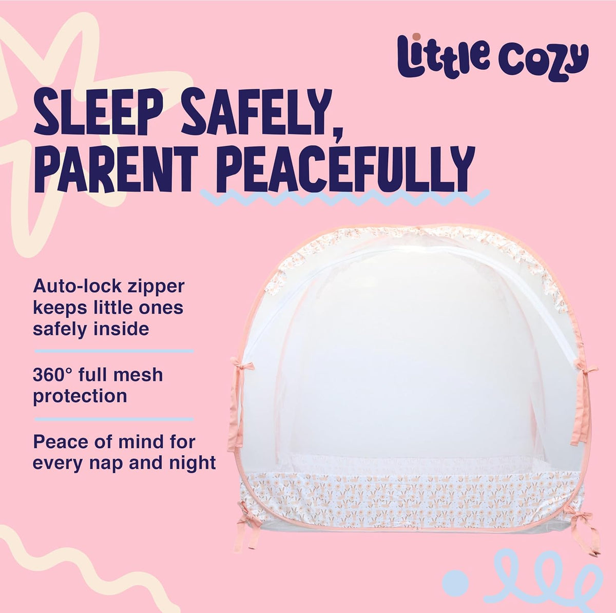 Crib Tent to Keep Baby from Climbing Out – Pop Up Crib Net Canopy with Strong Breathable Mesh, Double Auto-Lock Zippers & Durable Frame – Easy Install Baby Safety Cover for Standard Cribs