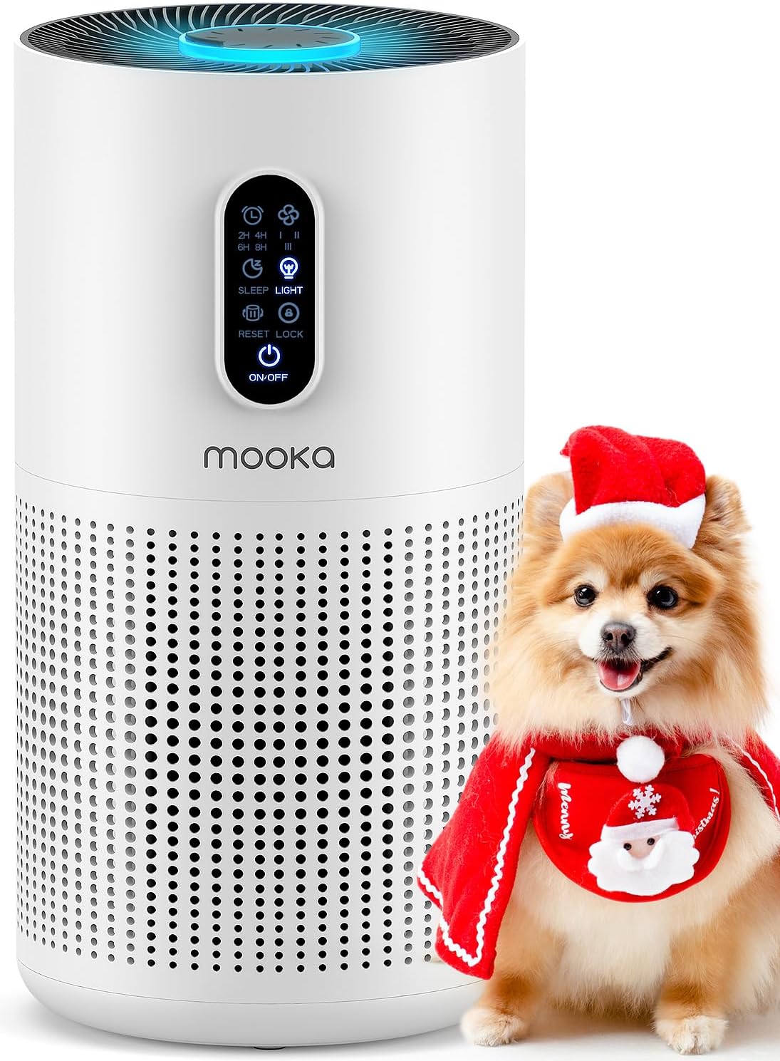 Air Purifiers for Home Large Room up to 1500 ft², MOOKA HEPA Air Purifier for Home Pets Hair in Bedroom with Aromatherapy, Air Filter Cleaner for Dorm, Pets, Office, 20dB, Night Light, B-D03, White