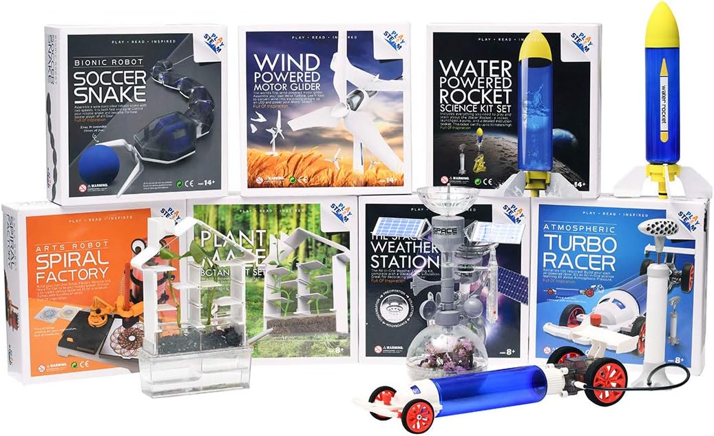 PLAYSTEM Outdoor Water Powered Rocket Physics Learning Set-with Rocket Tail, Body and Pump DIY Rocket Science Experiment Kit- Space STEM Outdoor Toys Gift for Kids,Teens, Boys & Girls