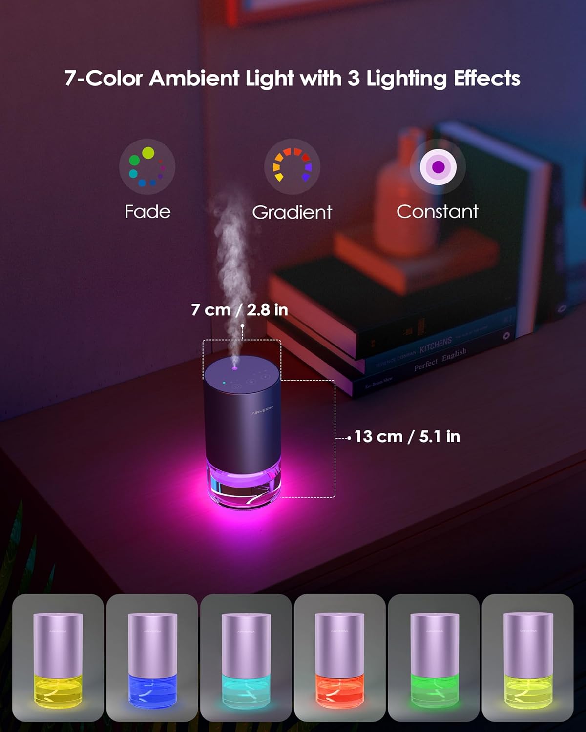 Essential Oil Diffuser Waterless Aromatherapy Diffusers for Home Large Room, Bedroom, Car, Office, Desk, Battery Operated, Small Diffuser for Pure Scent, 100mL Capacity, AN9 (Lavender)