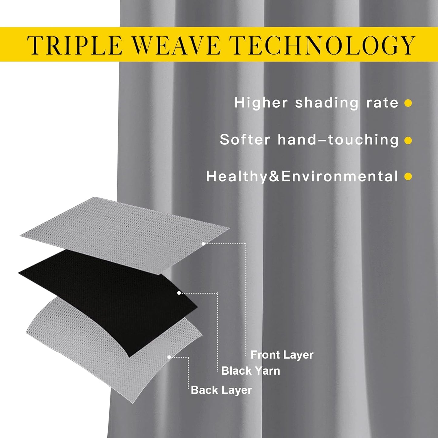 NICETOWN Silver Grey Curtains and Drapes for Window 95" L - Triple Weave Energy Saving Thermal Insulated Solid Grommet Blackout Panels for Patio (80" Wide per Panel, 2 Panels, Silver Grey)