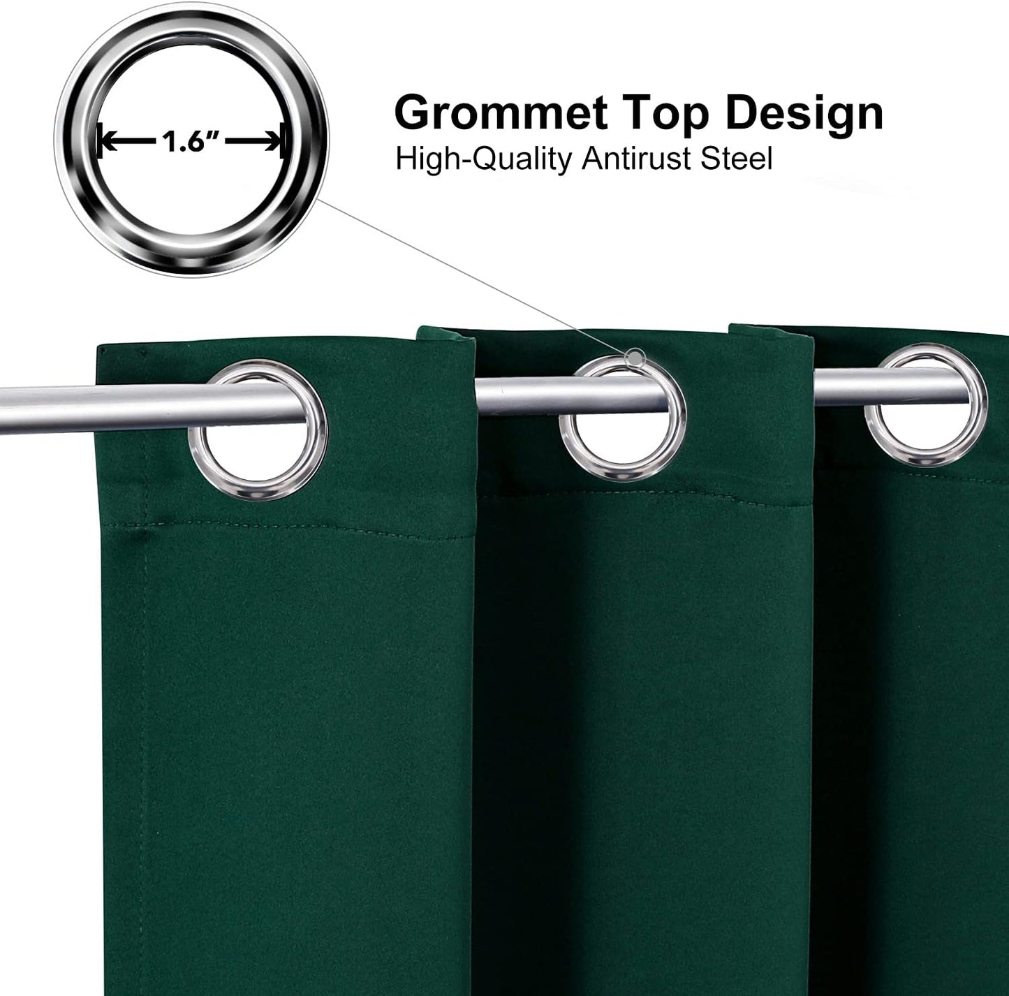 ChrisDowa Blackout Curtains 48 inches Long for Bedroom - 2 Panels Set Grommet Thermal Insulated Room Darkening Curtains for Living Room (Forest Green, 42 x 48 Inch)
