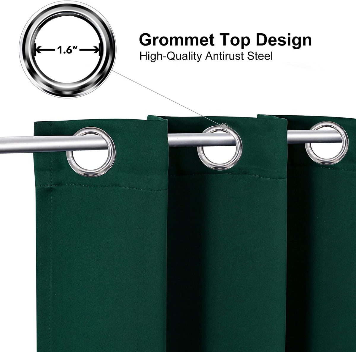 ChrisDowa Blackout Curtains 120 Inches Long 2 Panels Set for Living Room, Grommet Thermal Insulated Room Darkening Curtains for Bedroom (Forest Green, 52 x 120 Inch)
