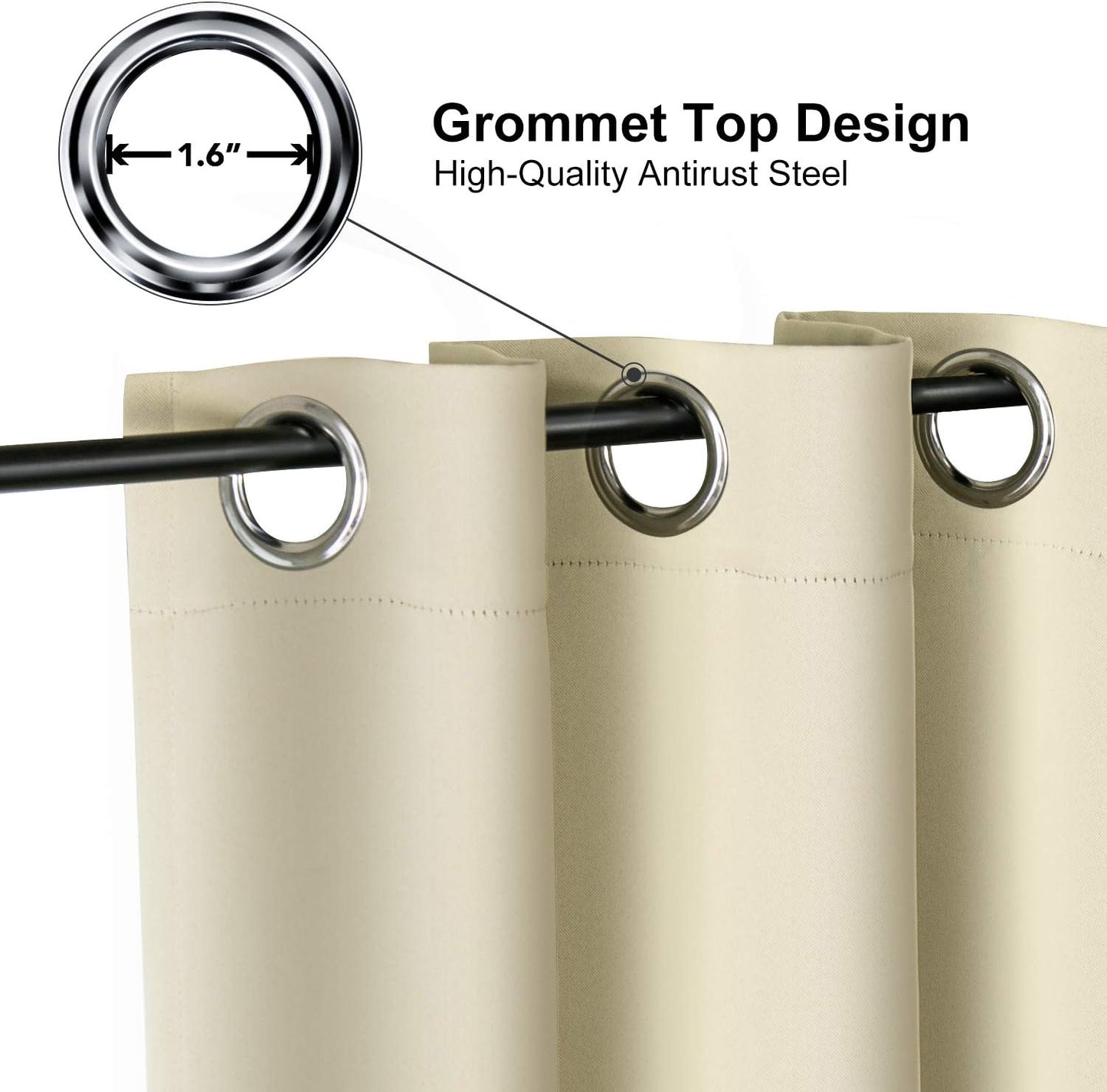 ChrisDowa Small Kitchen Valances for Windows - Grommet Short Thermal Insulated Room Darkening Window Valances Curtains for Living Room (2 Panels, Beige, 52 x 18 Inch)