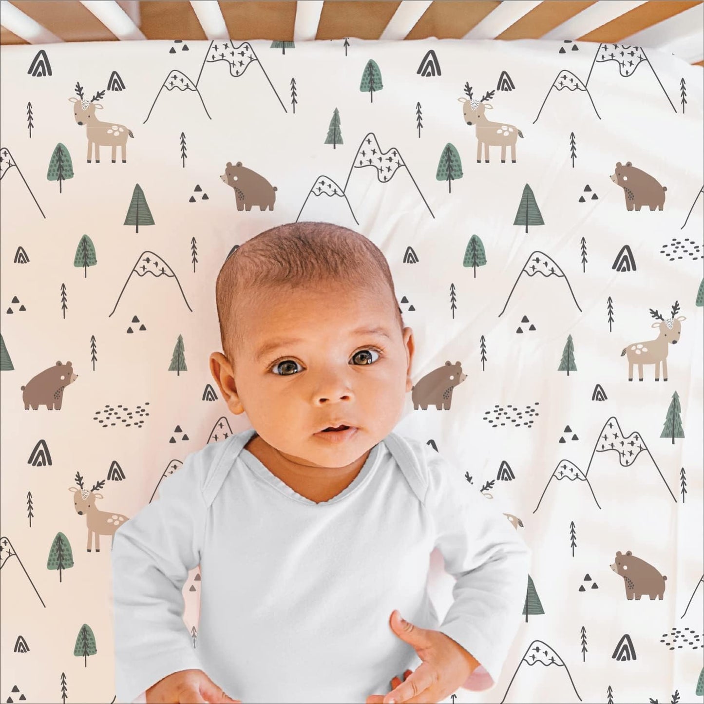 The Peanutshell 3 Piece Baby Crib Bedding Set for Boys - Newborn, Infant & Toddler Nursery Bed Set Decor with Fitted Crib Sheet, Dust Ruffle Comforter - Woodland Camo