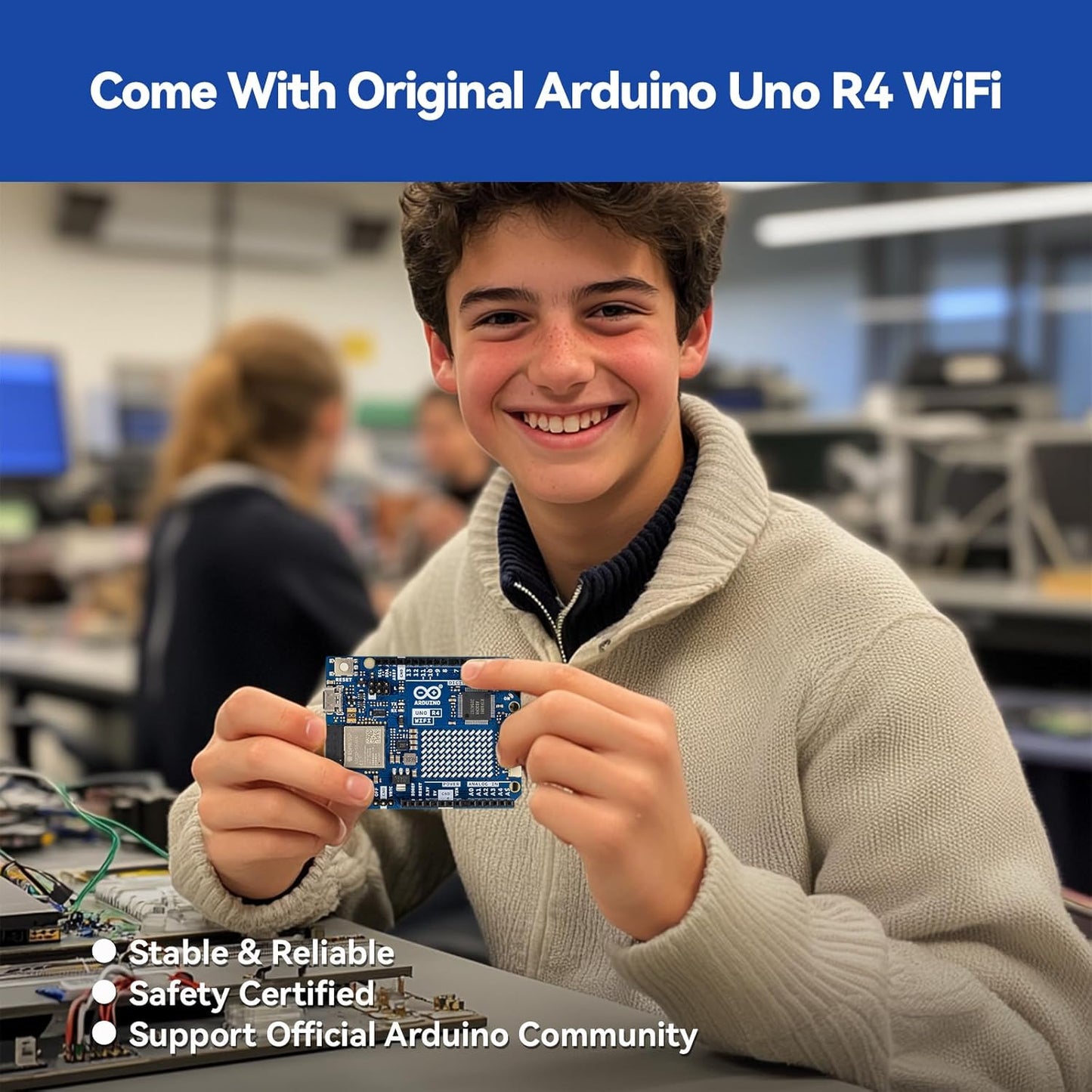SunFounder Elite Explorer Kit with Original Arduino Uno R4 WiFi, RoHS Compliant, Bluetooth IoT ESP32 IIC LCD1602 OLED, Super Starter Kit, Online Tutorials & Video Courses for Beginners & Engineers
