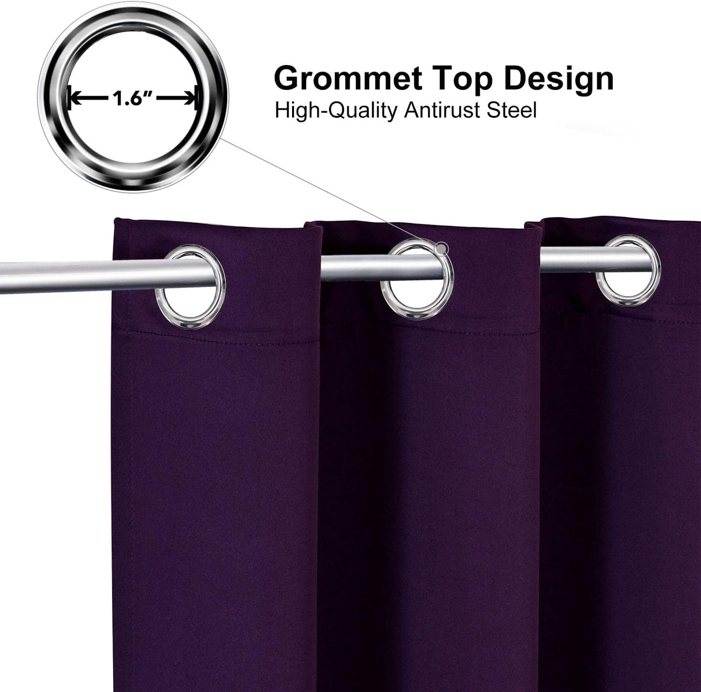 ChrisDowa Small Window Curtains for Kitchen and Bedroom - Grommet Short Thermal Insulated Room Darkening Curtains (2 Panels, Royal Purple, 42 x 36 Inch)