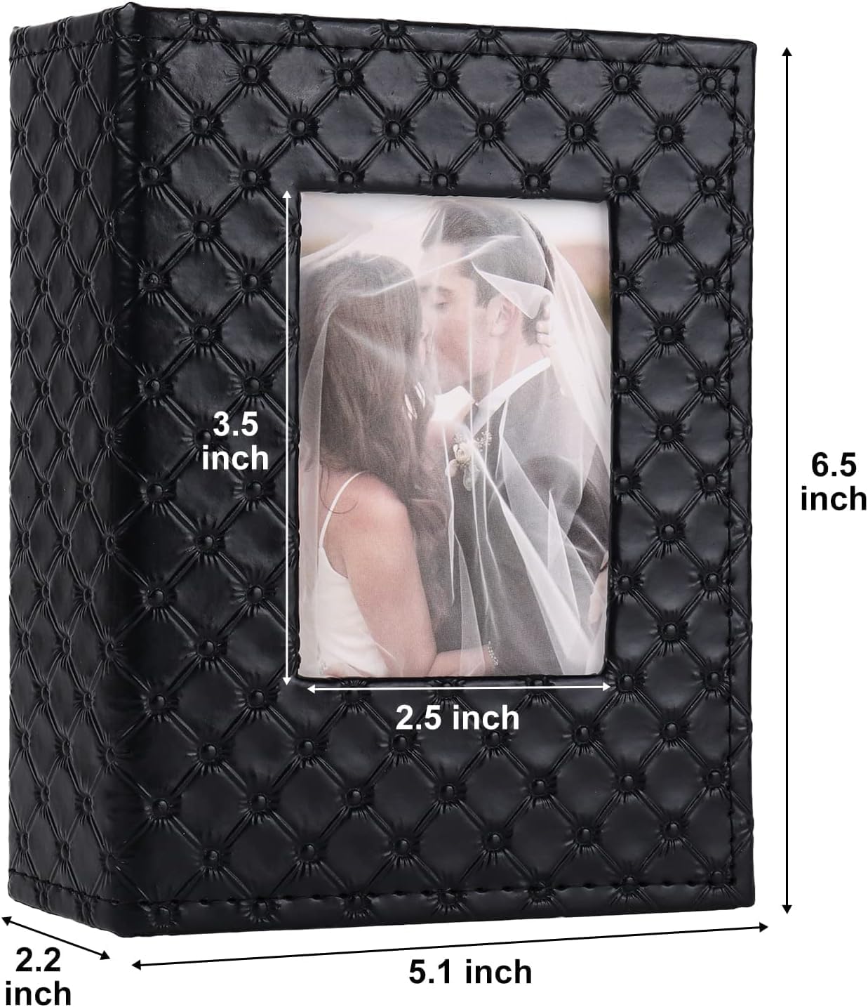 RECUTMS Photo Album 4x6 52 Photos, Small Photo BookButton Grain PU Leather Window 26-Sheet Holds 52 Pictures for Picture Album Wedding Family Baby Vacation(Black)