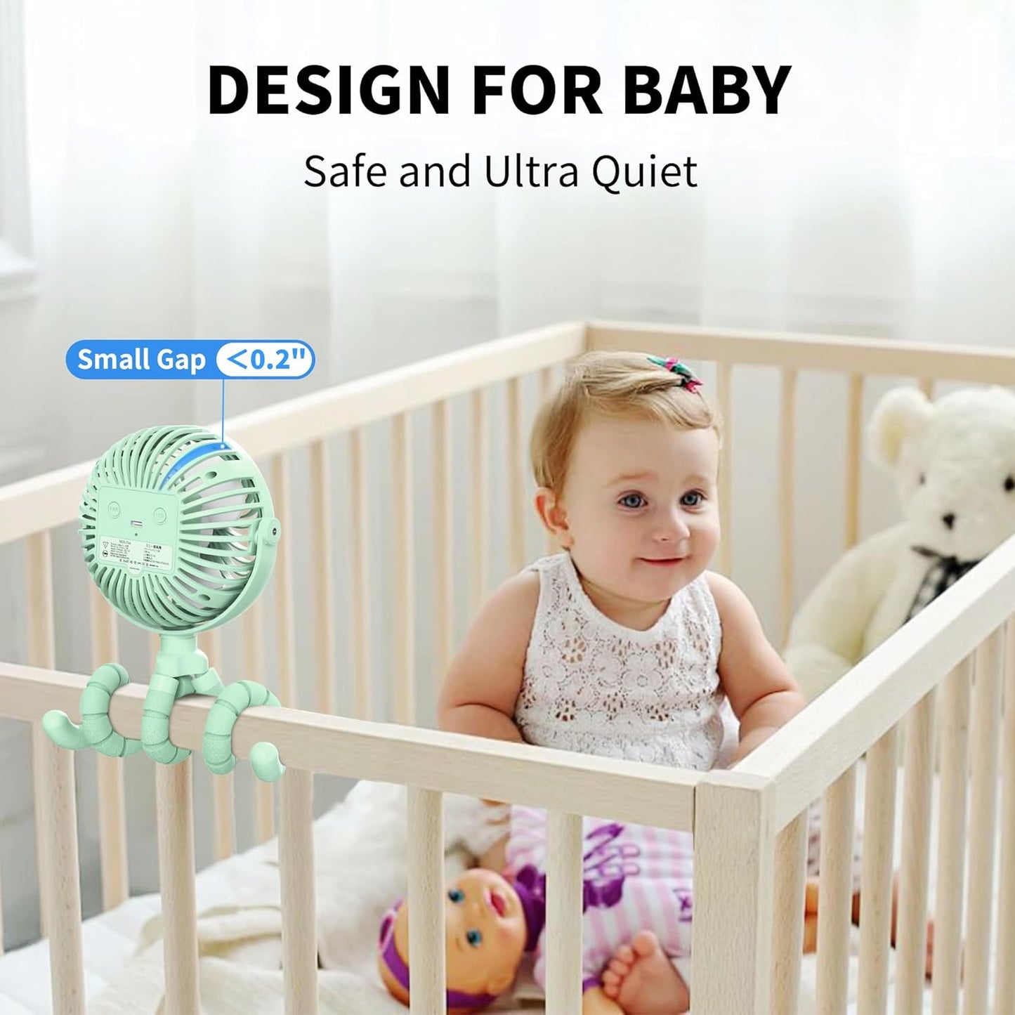 AMACOOL Battery Operated Stroller Fan Flexible Tripod Clip On Fan with 3 Speeds and Rotatable Handheld Personal Fans for Car Seat Crib Bike Treadmill (Green)
