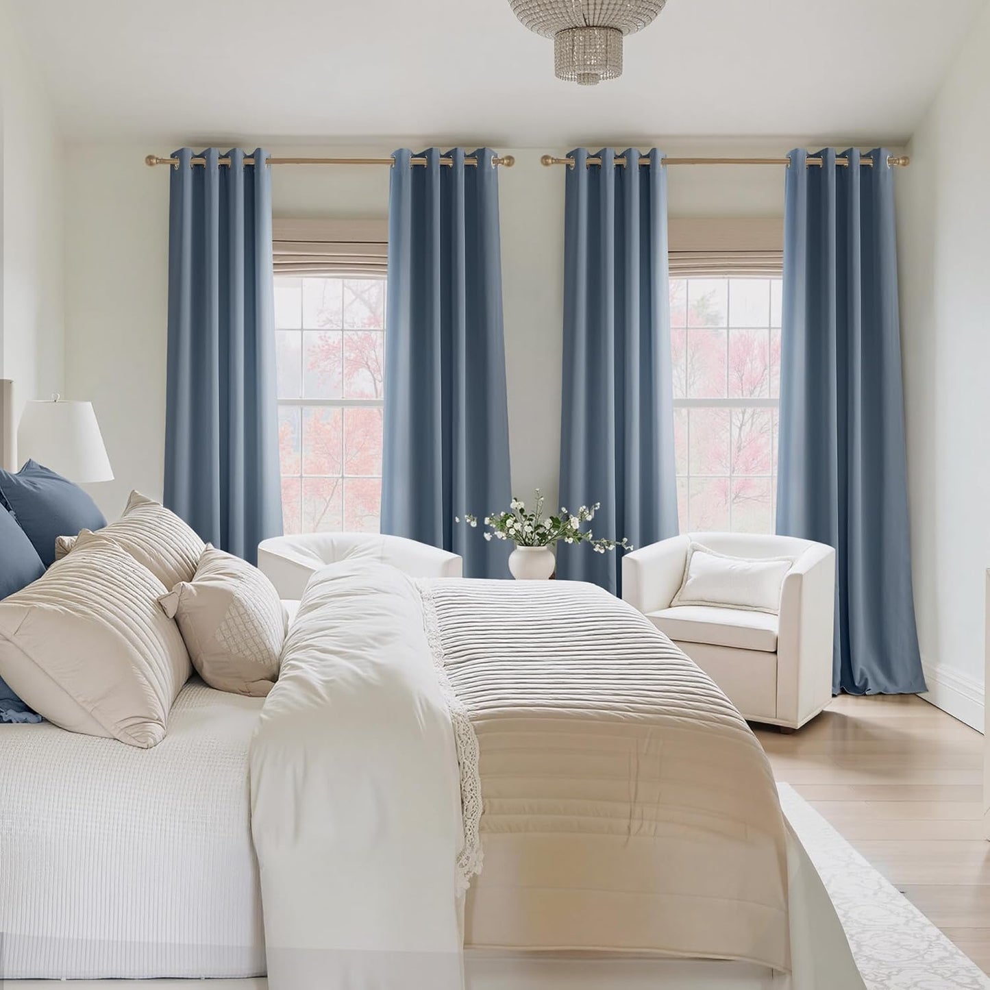 NICETOWN Stone Blue Blackout Curtains 108 inch Long, Thermal Insulated Grommet Privacy Energy Saving Shades for Bedroom, Living Room, Bathroom, Laundry, Patio, Closet, 2 Panels, W52 x L108