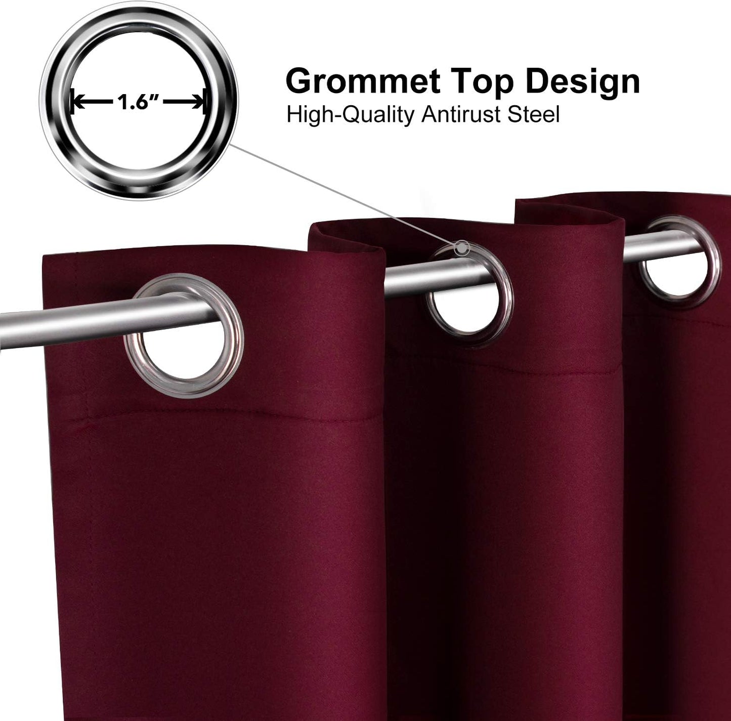 ChrisDowa Small Window Curtains for Kitchen and Bedroom - Grommet Short Thermal Insulated Room Darkening Curtains (2 Panels, Burgundy Red, 42 x 36 Inch)