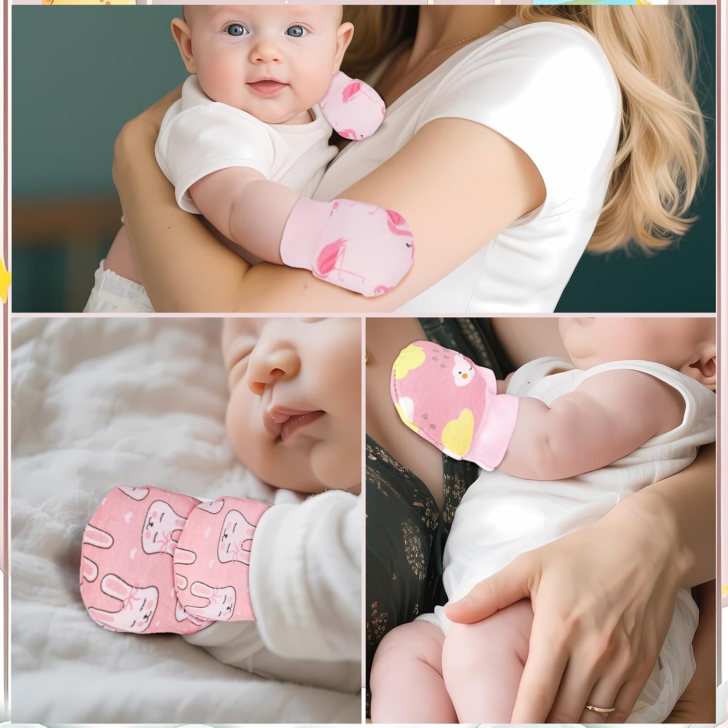 No Scratch Baby Mittens Newborn Infant Toddler Mittens Soft Elastic Wrist Gloves Mitten for 0-6 Months Boys Girls