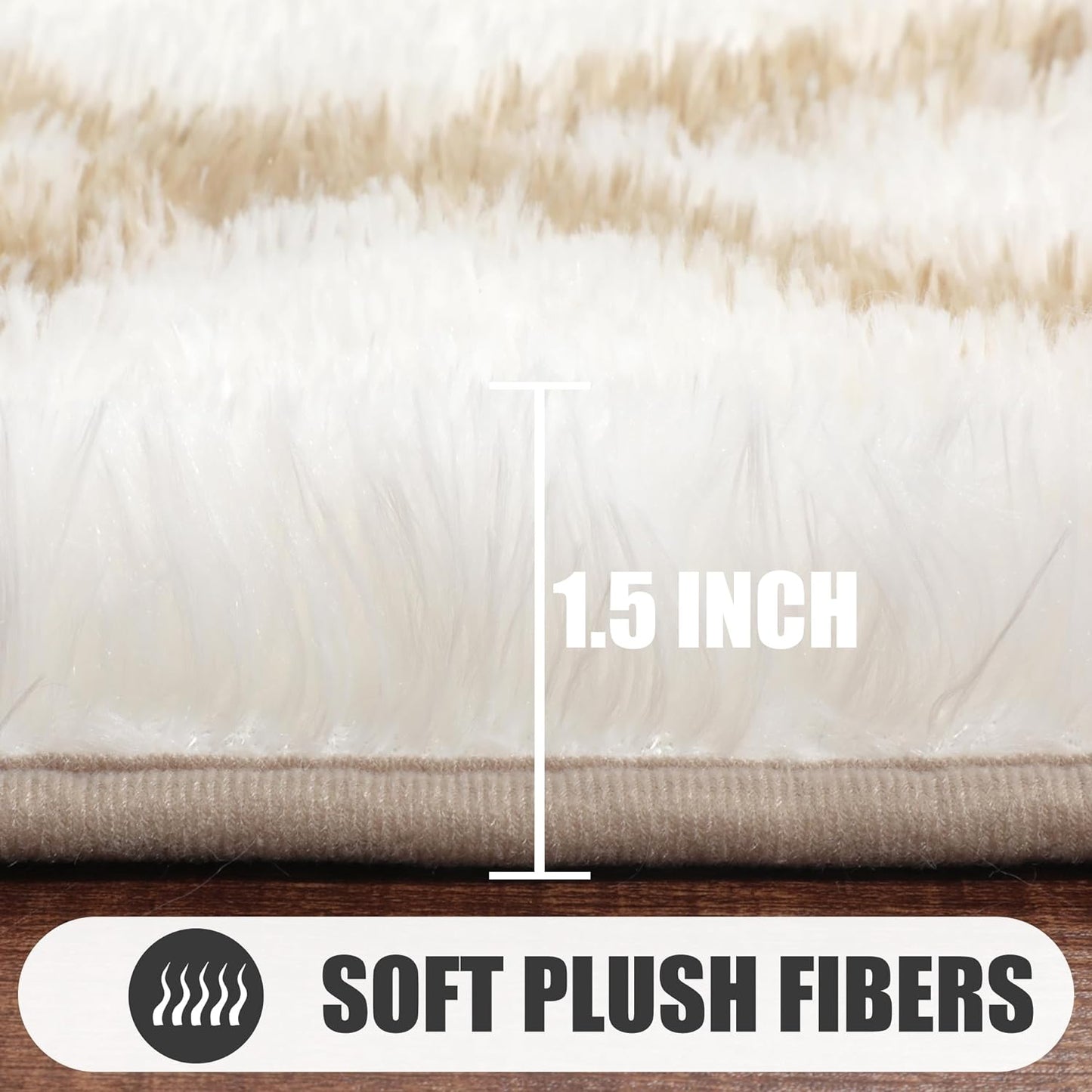 ONASAR 8x10 Area Rugs for Living Room, Fluffy White and Beige Bedroom Rug, Washable Geometric Boho Large Soft Plush Shaggy Fuzzy Floor Carpet for Nursery Kids Classroom Playroom Dorm Home Decor