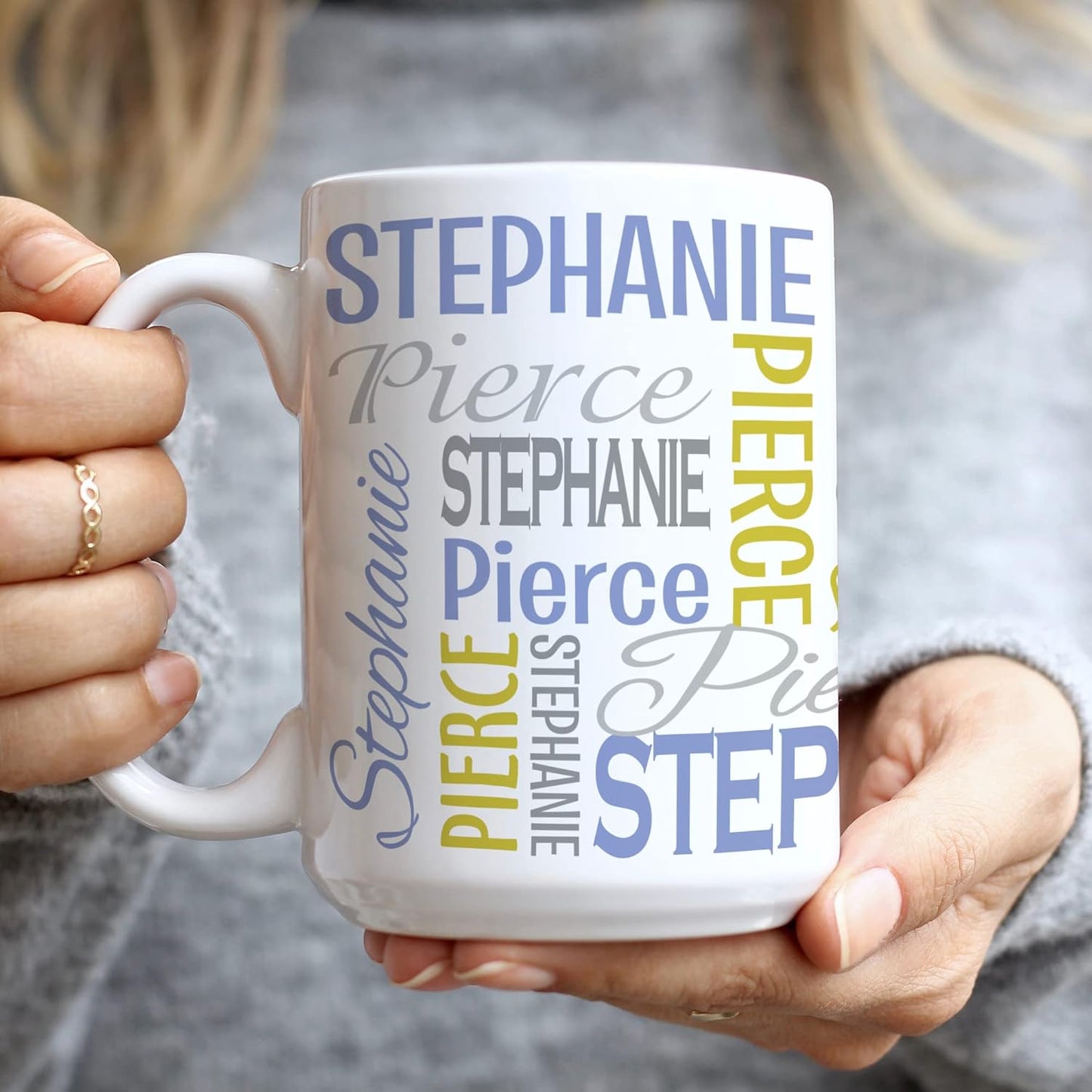 Let's Make Memories Personalized Your Name Signature Mug - Custom 15oz Coffee Mug - Stocking Stuffer - For Christmas - Purple/Gold