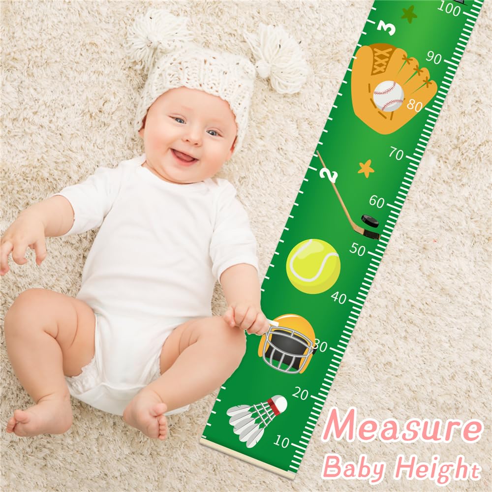 Baby Growth Chart for Wall - Height Chart for Kids Nursery Decor Wall Hanging Measurement Ruler with Black Wood Scroll Toddlers Kids Room Decor Birthday Christmas Gifts for Boys Girls 79"X7.9" (Bear)