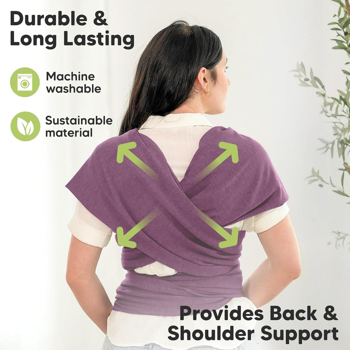 KeaBabies Baby Wrap Carrier - All in 1 Original Baby Carrier Newborn to Toddler Sling, Easy to Wear, Hands Free Bonding, Lightweight, Breathable Infant Wraps (Dark Mauve)