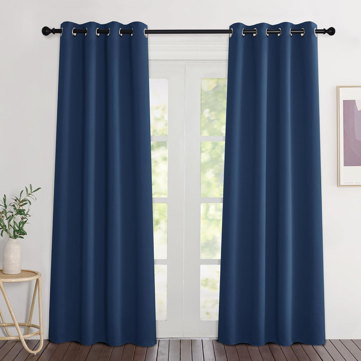 NICETOWN Moroccan Blue Blackout Curtains 84 inch Length 2 Panels, Grommet Thermal Insulated Window Treatments Light & Sound Reducing Drapes for Living Room/Bedroom, W46 x L84