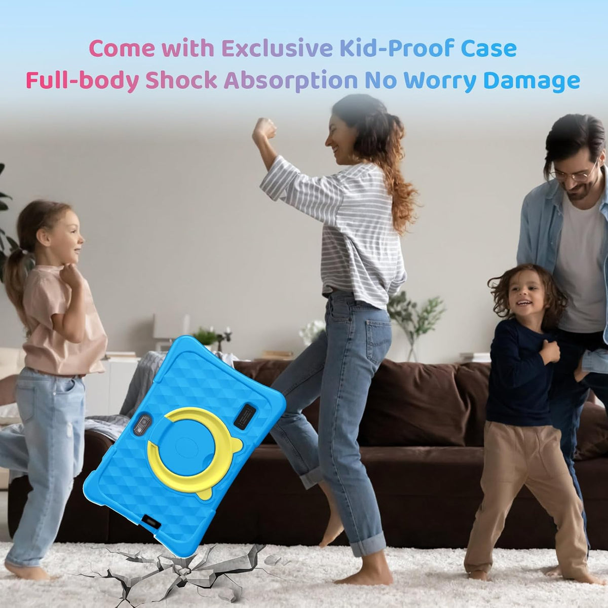 Kids Tablet, 7 inch Android 15 Tablet for Kids, 8GB+32GB 1TB Expand, Quad-Core Toddler Tablets with Shockproof Case, BT5.0, WiFi 5, Parental Control, Games, Dual Camera (Sky Blue)