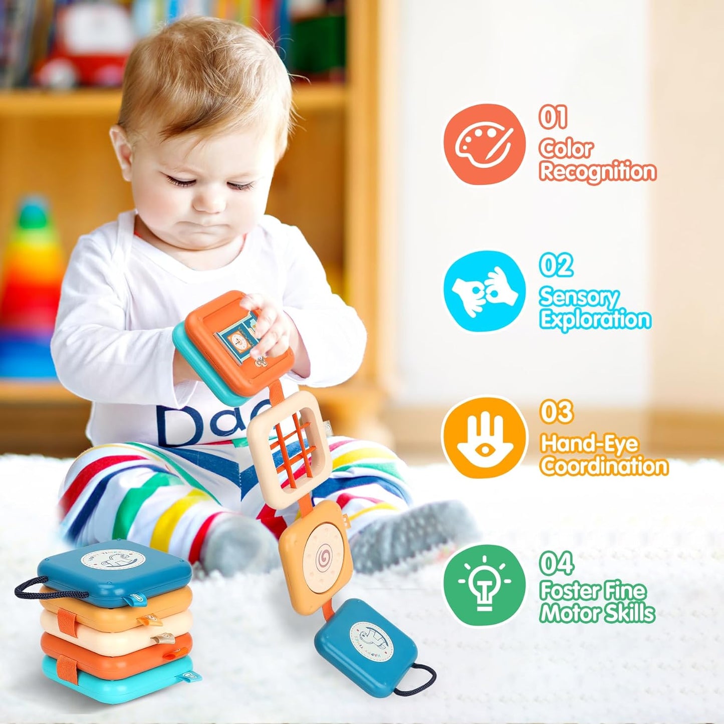 Busy Board for 1 Year Old, Travel Toys for Toddler 1-3, Montessori Busy Board Busy Cube, Toys Gifts for 1 Year Old Boy Girl