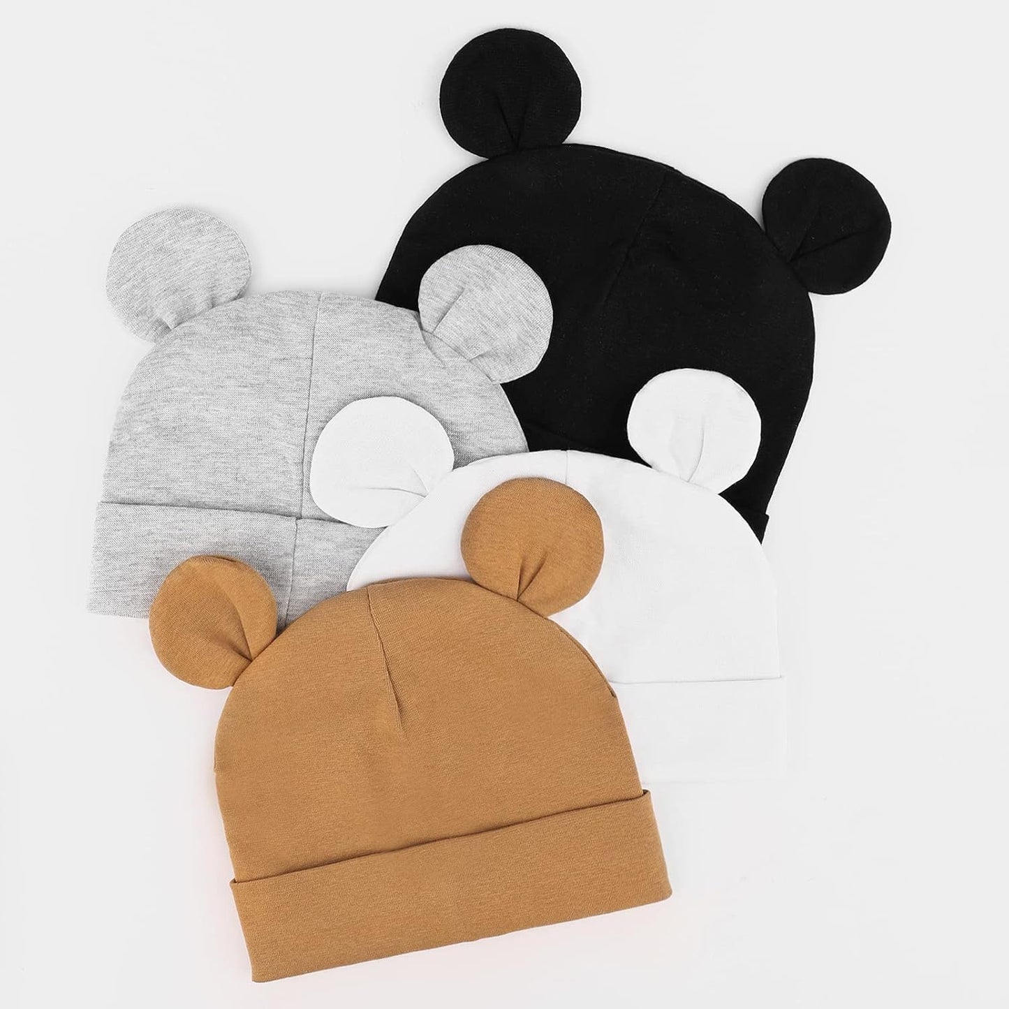 DRESHOW BQUBO 4 Pieces Baby Beanie Newborn Toddler Soft Cute Knit Hat Hospital Hats for Baby Boys Infant Cap Beanies