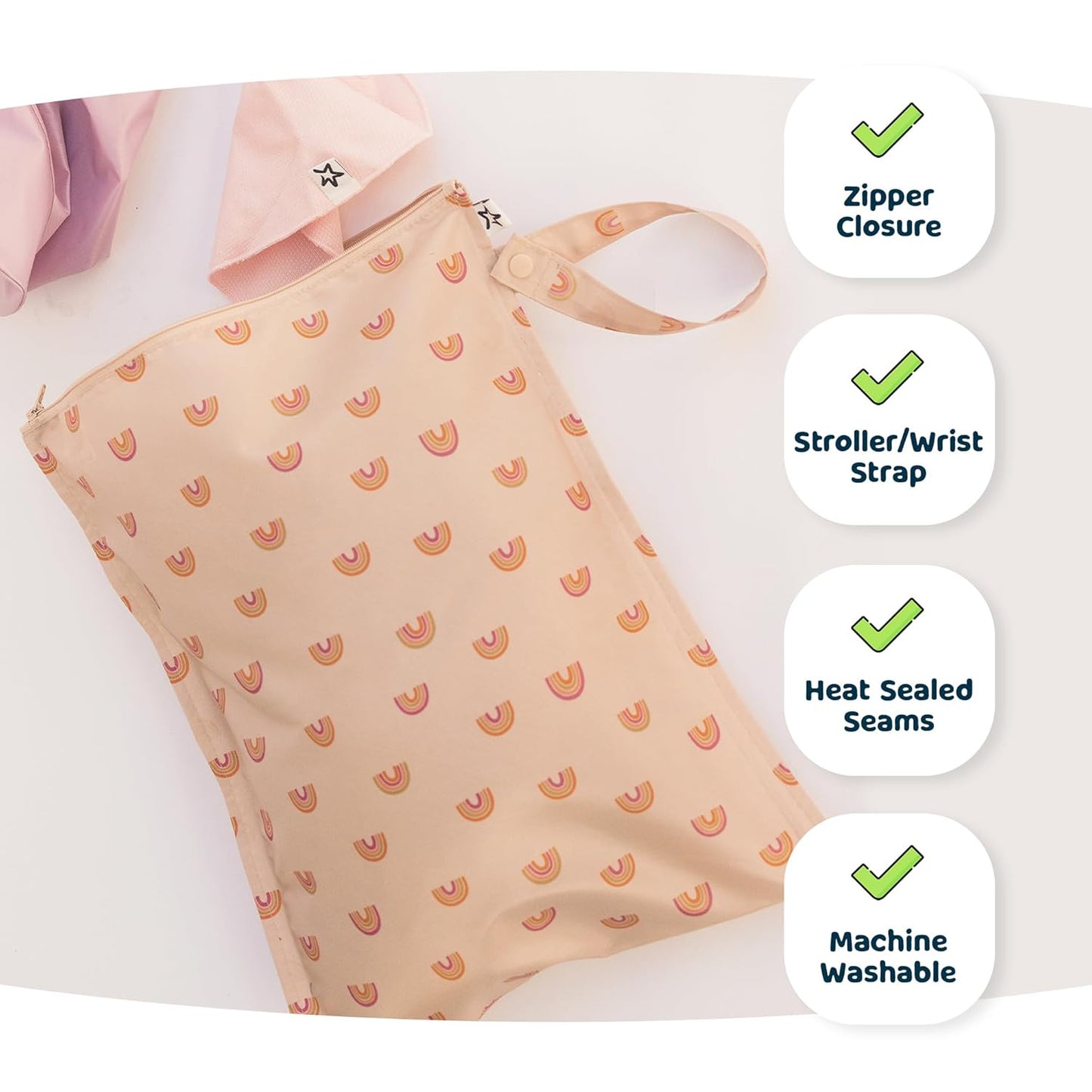 Tiny Twinkle Mess-Proof Waterproof Wet Dry Bag | 2-Pack Reusable Wet Bags for Swimsuits & Baby Clothes | Leakproof Wet Bag for Travel & Diaper Changes for Baby (Periwinkle, Pebble)