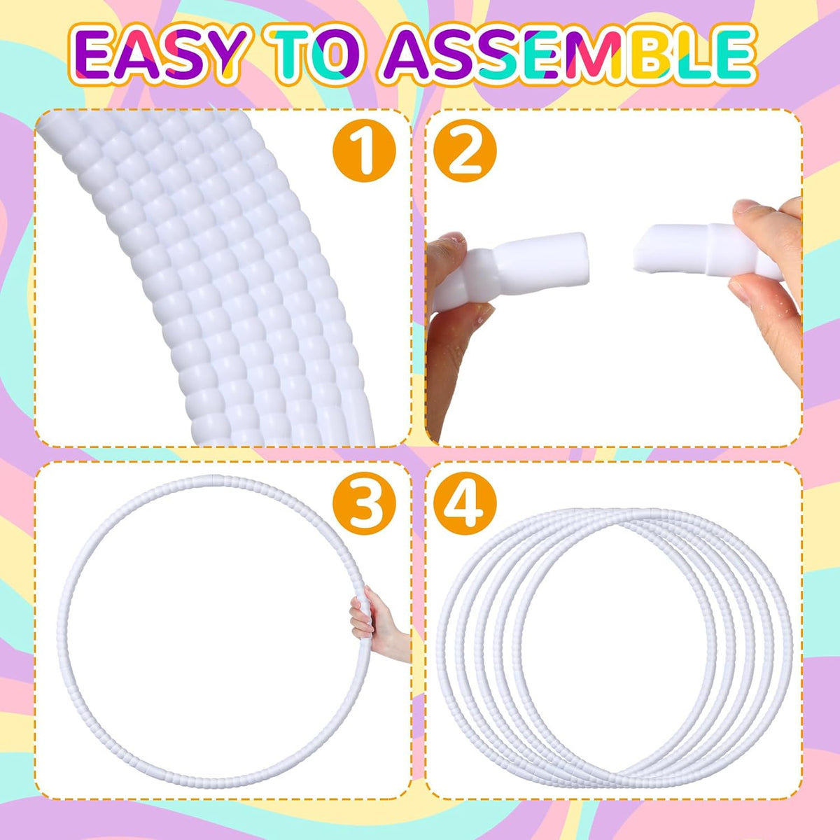 Shappy 6 Pcs Exercise Hoop Detachable Adjustable Plastic Toy Playground Toys Colored Hoop Circles for Teens Games Gymnastics Dog Agility Equipment Party Decor