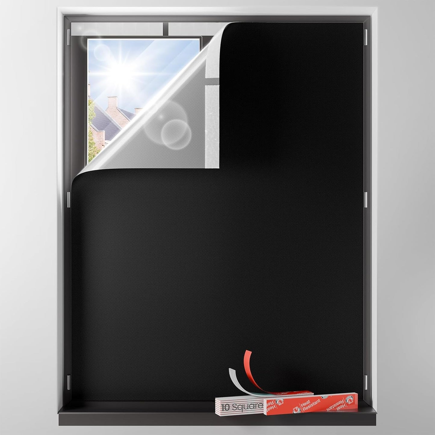 Sumobaby Blackout Curtains for Bedroom Portable 35"x70",No Drill Blackout Shades with Upgraded Hook&Loop Tapes,100% Black Out Window Cover,Thermal Insulated Blinds for Bedroom,Nursery(1 Panel,Black)