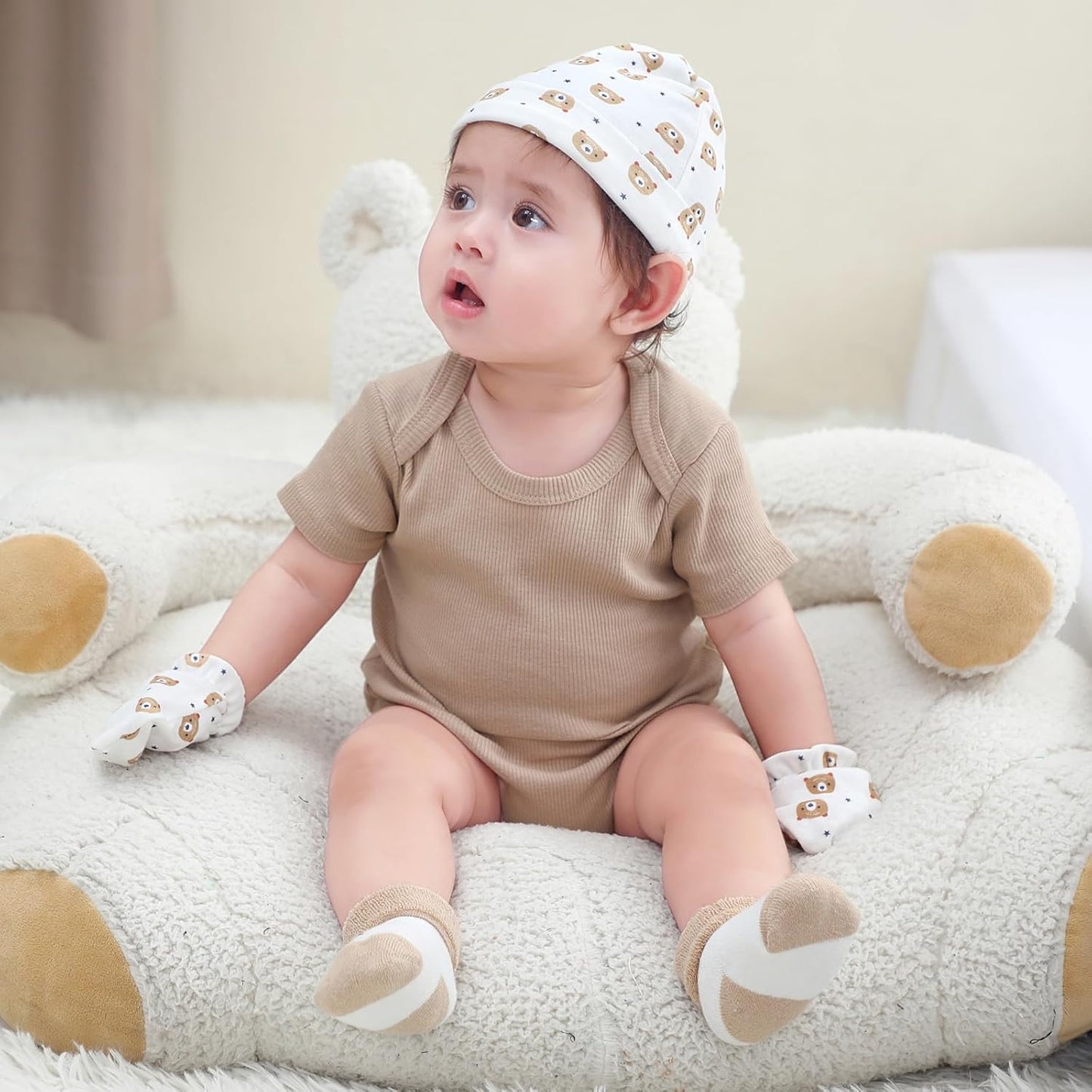 Baby Bodysuit 6 Pack Soft Mixed Ribbed Short Sleeve Romper Infant Boy Girl Clothes Set