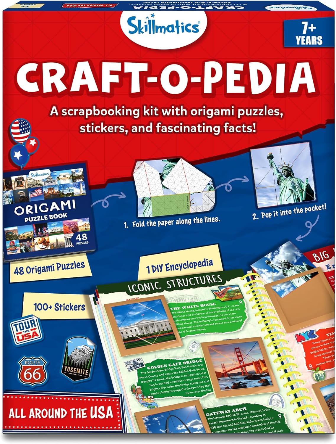 Skillmatics Scrapbooking Kit & Origami Puzzle Book - DIY Folding Brain Teasers, STEM Learning & Travel Toy with 48 Puzzles, Educational Gifts for Girls & Boys Ages 7, 8, 9, 10 & Up