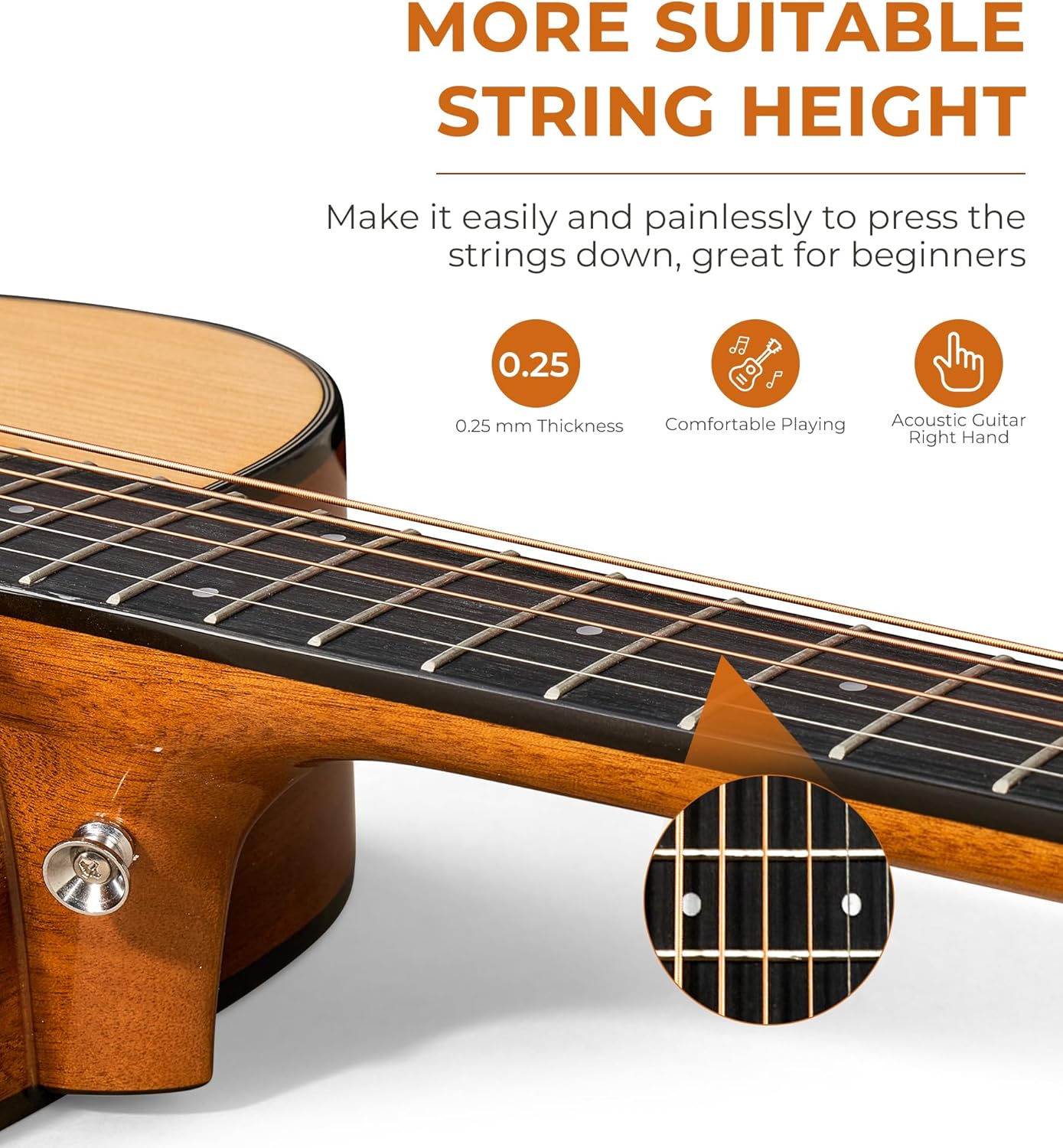 Vangoa 3/4 Acoustic Guitar Kit, 36 Inch Acustica Guitarra Dreadnought Bundle for Beginner Adult Youth Travel With Steel String Spruce Wood Gig Bag Tuner Pickguard, Right Hand
