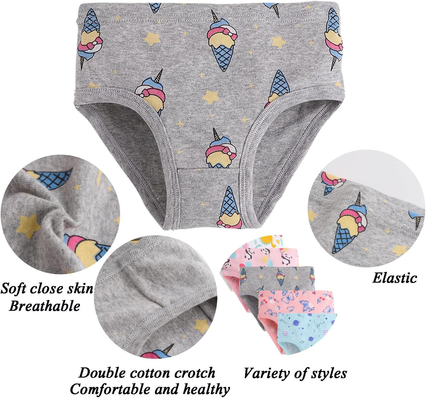 Hahan Girls Soft Panties Toddler Girls Cotton Underwear Kids Briefs