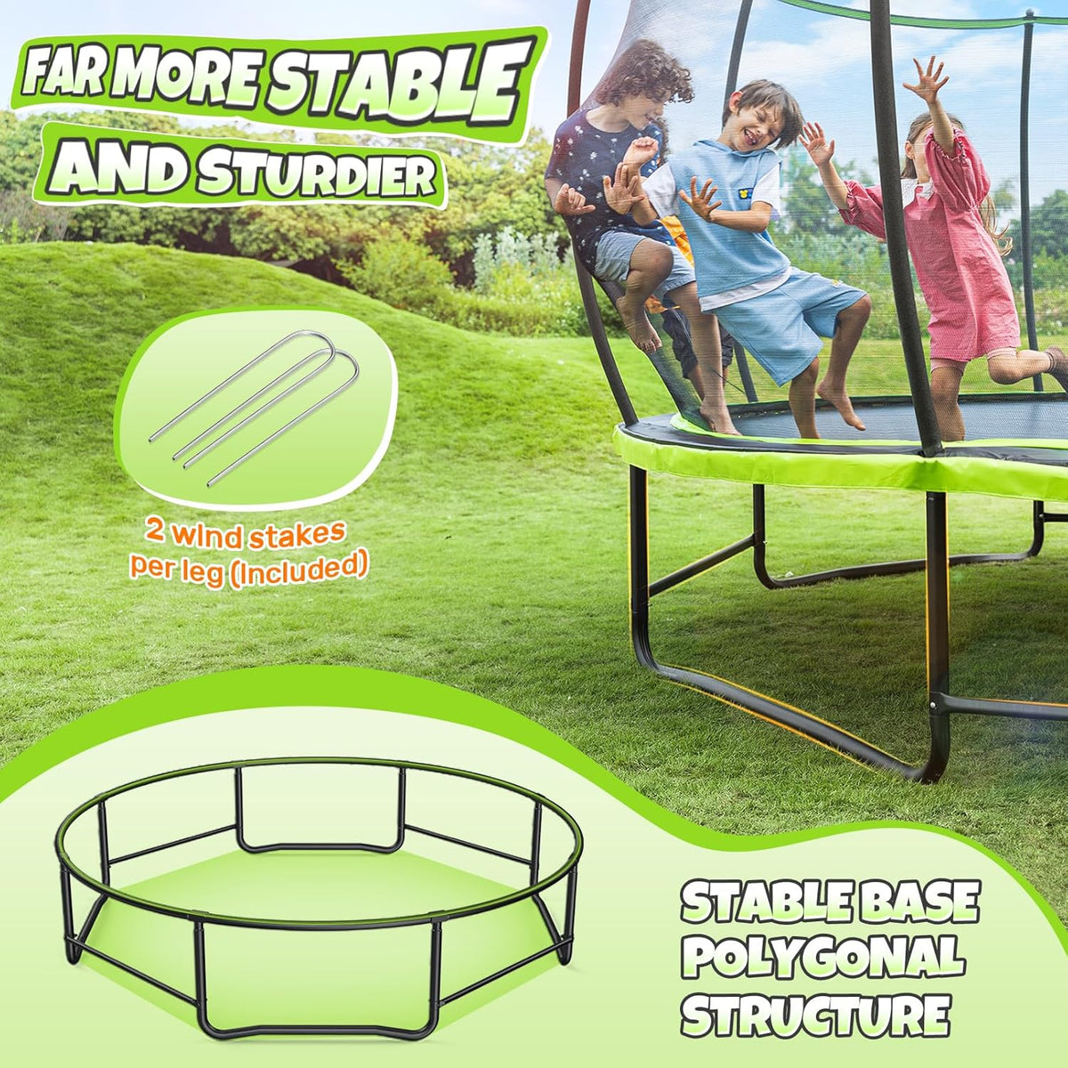 BCAN 8FT 10FT 12FT 14FT 15FT 16FT Recreational Trampoline with Enclosure for Kids Adults, ASTM Approved, Outdoor Trampolines with Ladder for Kids