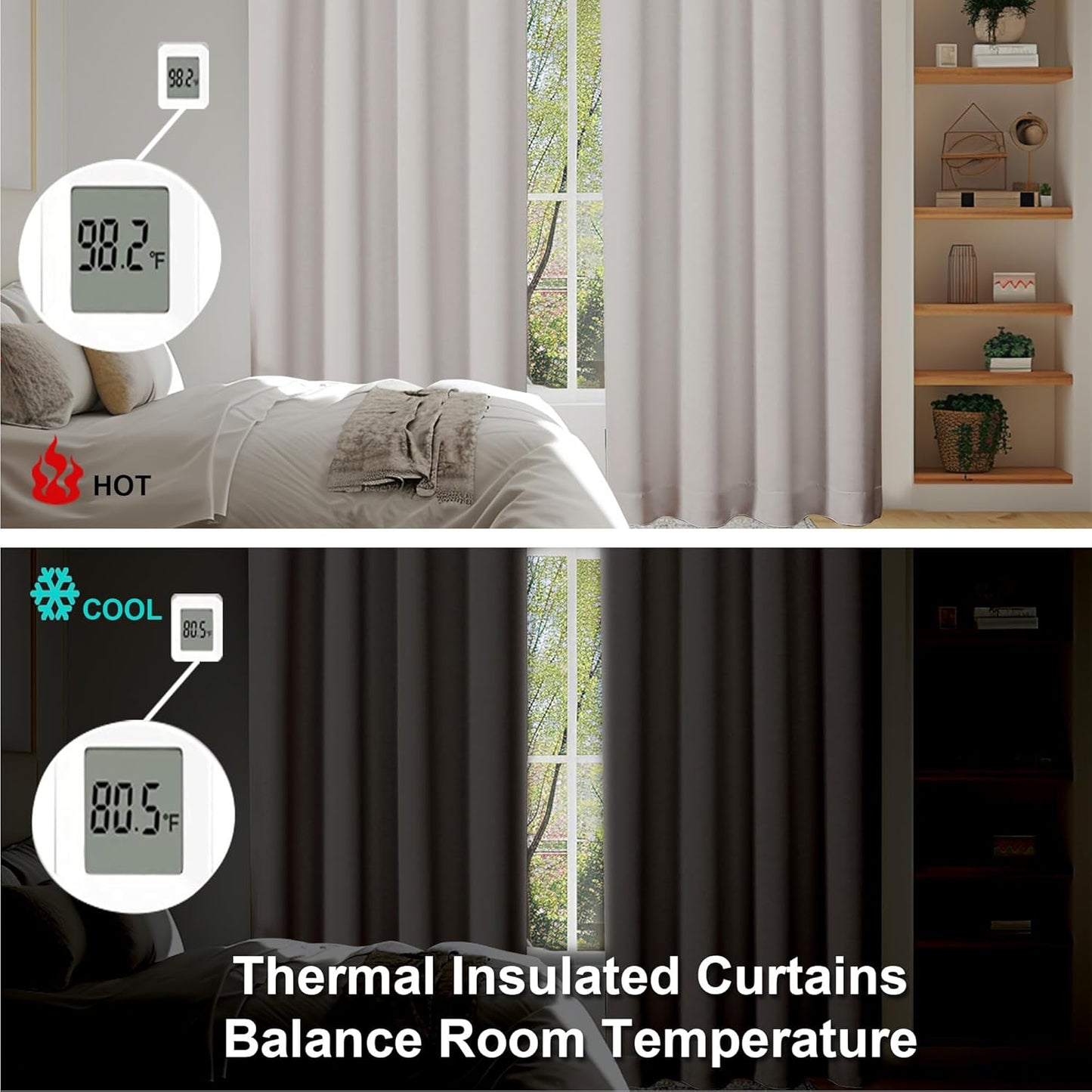 Simplebrand Ava Natural Blackout Curtains for Bedroom 96 Inches Long 2 Panels, Solid Thermal Insulated, Energy Saving Living Room Window Treatment Curtains Blackout Drapes, W40 x L96 Inch, Natural