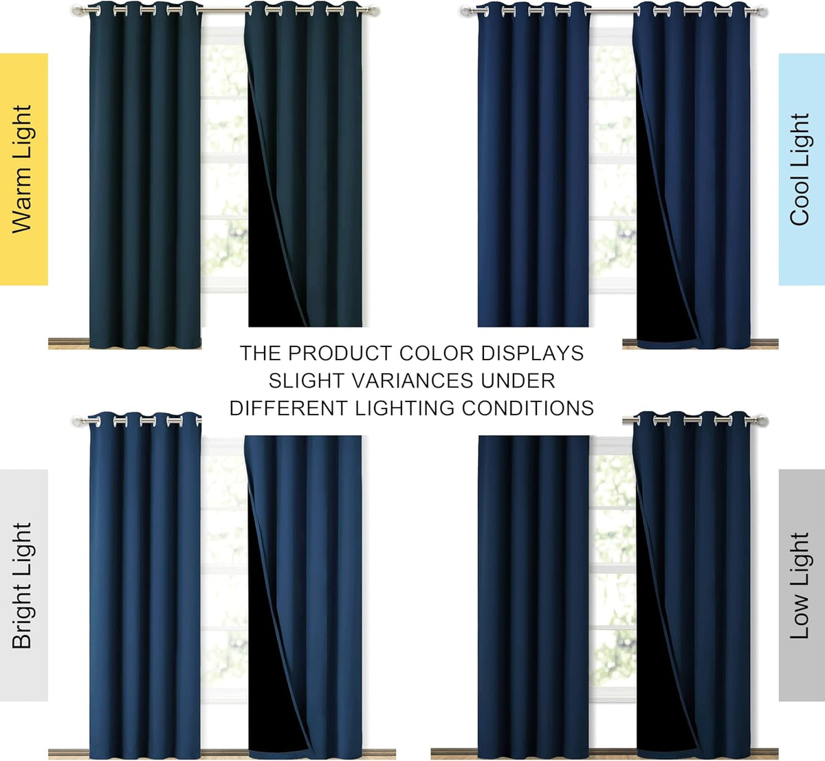 NICETOWN Total Shade Curtains and Draperies, Heavy-Duty Full Light Shading Drapes with Black Liner Backing for Villa/Hall/Dorm Window（Moroccan Blue, Package of 2 Panels, 52" Wide x 95" Long