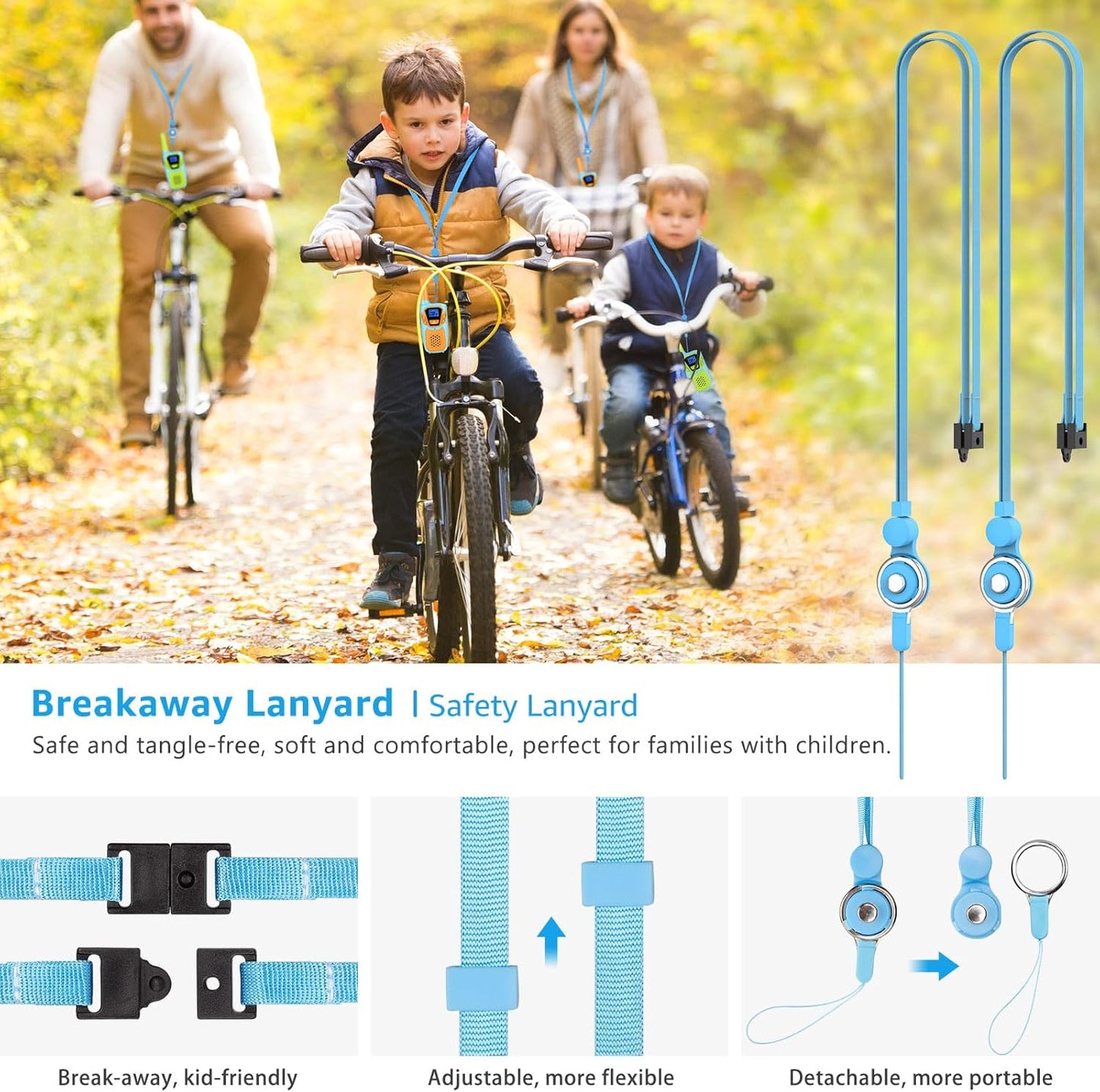 Walkie Talkies for Kids Adults Long Range Rechargeable 4 Pack Drop-resistant FRS 2 Way Radio 4 Miles with Lanyard Battery NOAA USB, Family Toy for 3-12 Year Old Boy Girl Toddler Camping Skiing