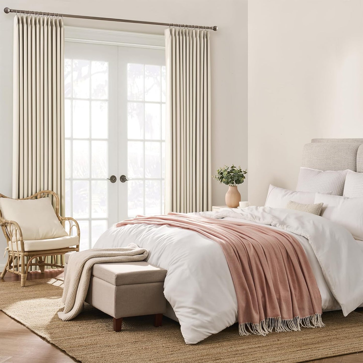 KEQIAOSUOCAI 100 Inch Long Pleated Curtains 2 Panels, Memory Trained Pinch Pleat Window Curtains Drapes,Pleats with Hooks，Home Decor Window Treatments for Bedroom Office 40 by 100