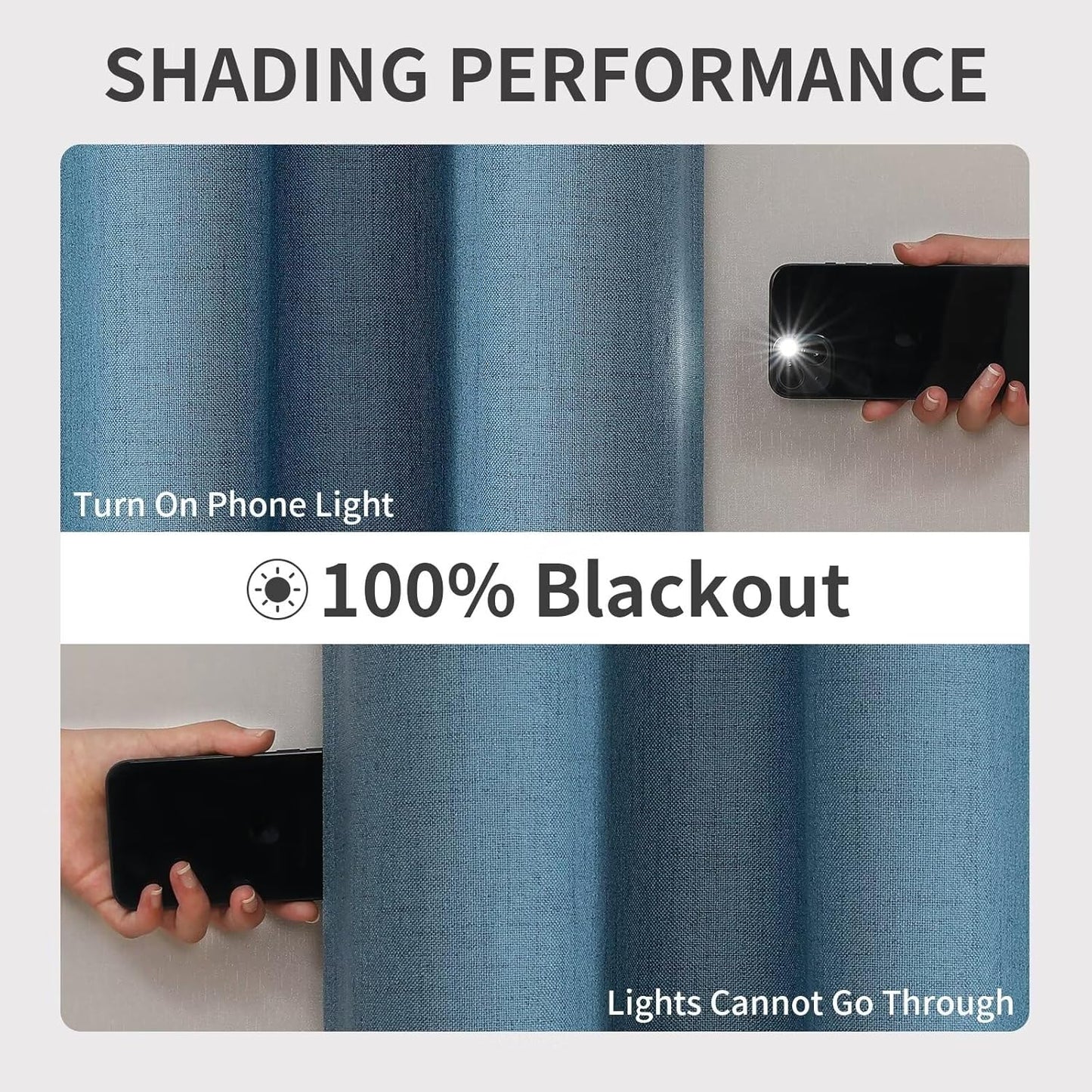 Joydeco Custom Light Blue Textured Total Blackout Curtain for Bedroom and Living Room. Grommet Textured Thermal Insulated Room Darkening Curtain 1 Panel (Custom Size and Color)