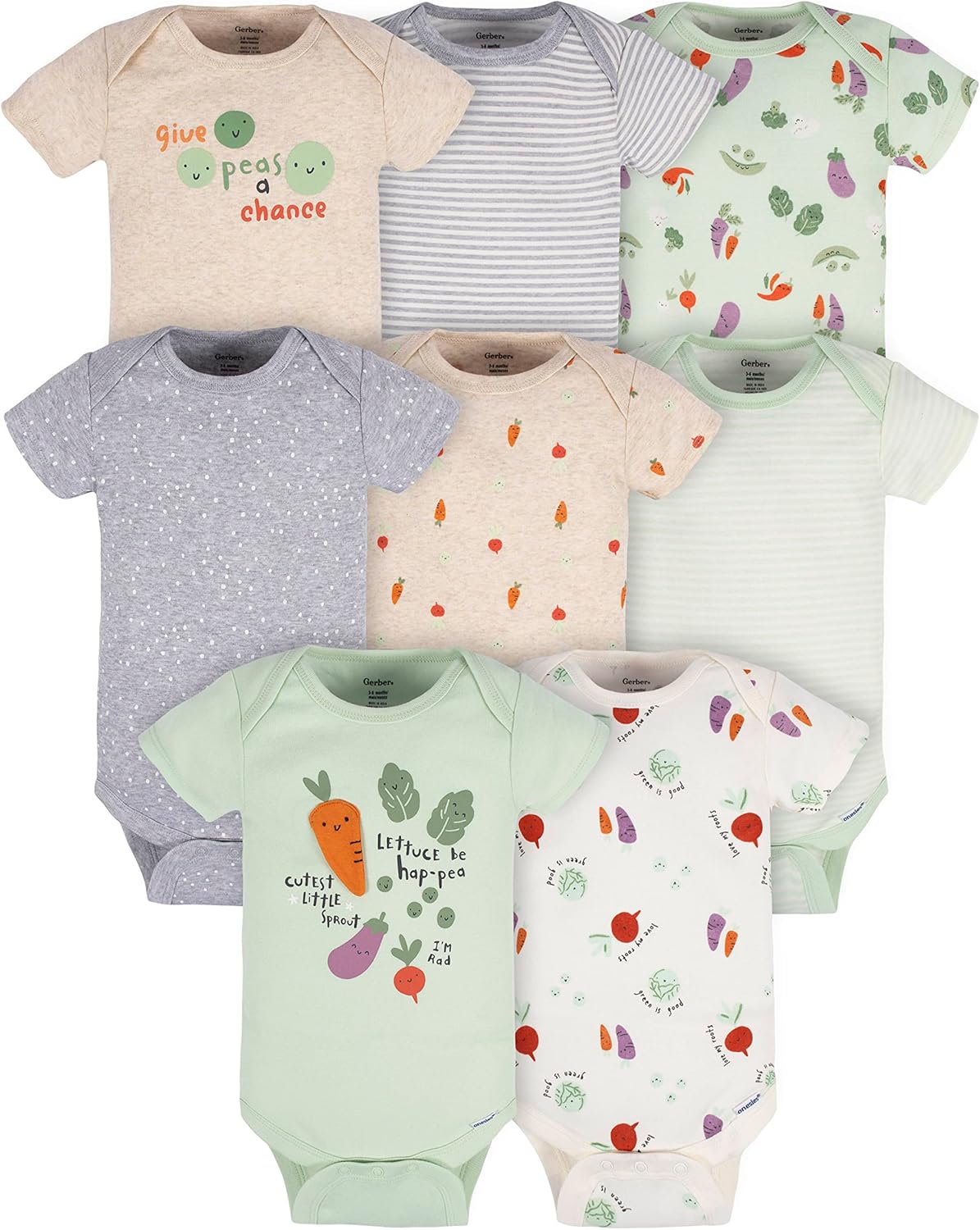 Gerber Baby 8-Pack Short Sleeve Onesie Bodysuits