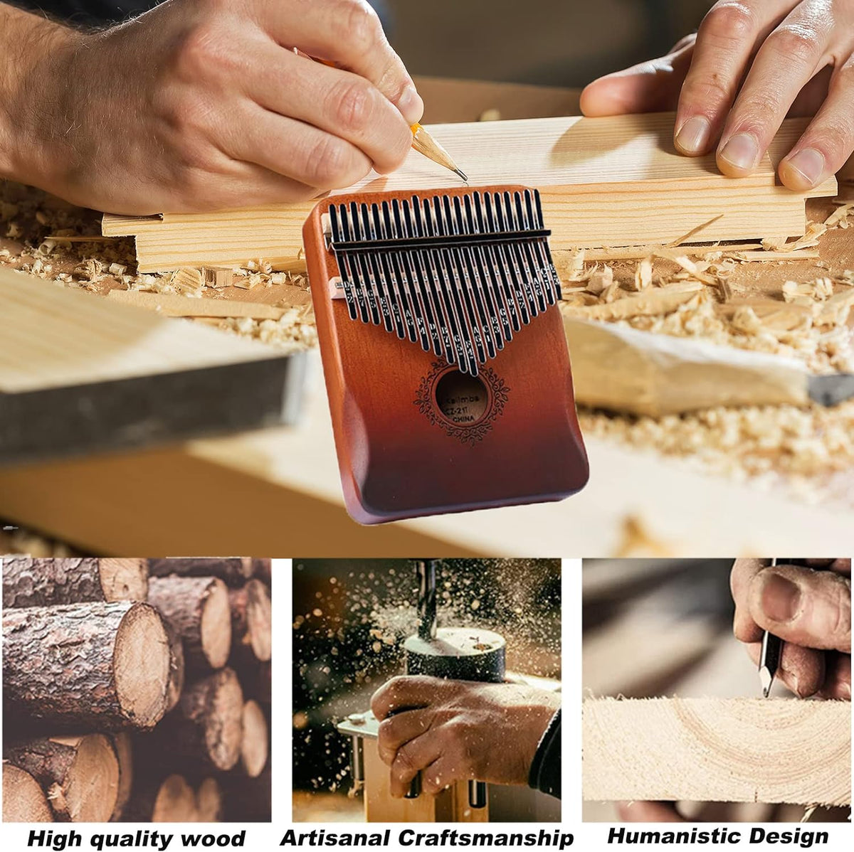 Kalimba 21 Keys Thumb Piano, Easy To Learn Portable Kalimba Thumb Piano With Beautiful Hard Packing Box, Gifts For Kids,Adult,Beginners,Professional