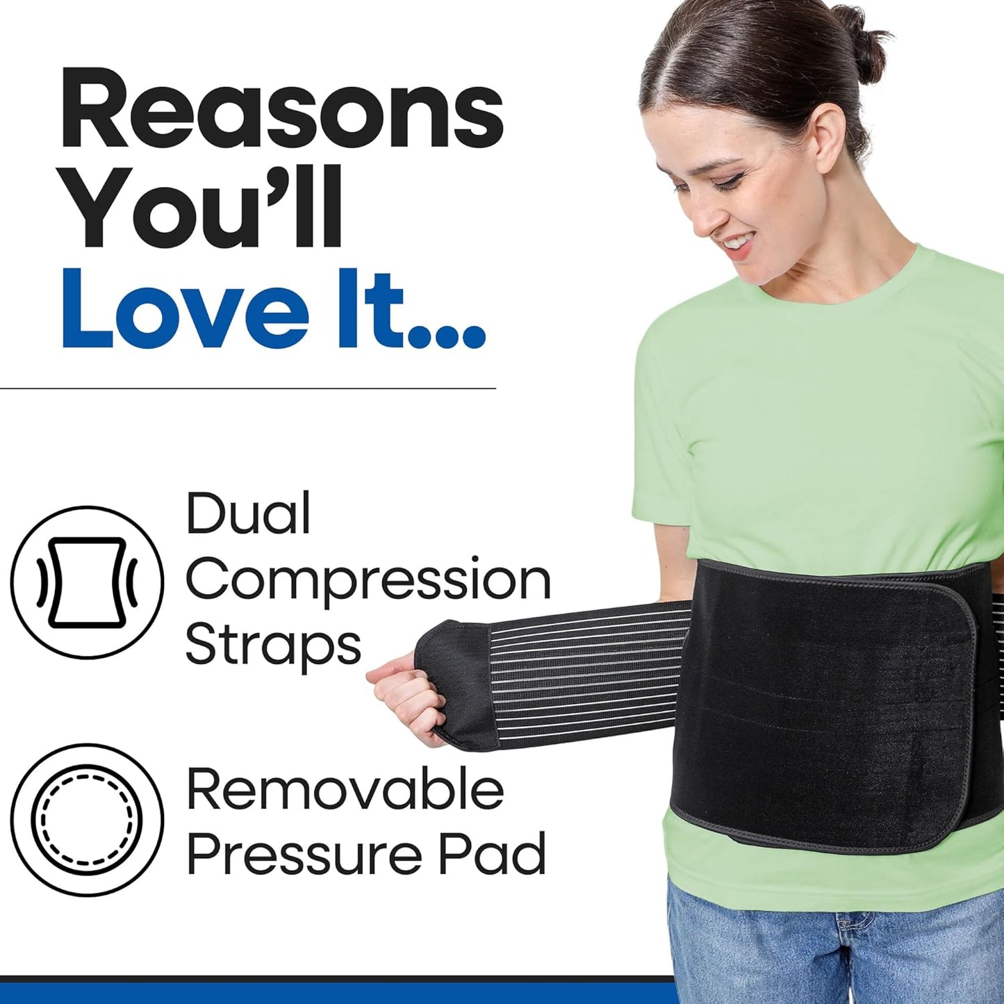 Hernia Belt for Men or Women | Postpartum Belly Band & Belly Wrap | C Section Belly Binder & Abdominal Binder | Post Surgery & Pregnancy Tummy Tuck | Hysterectomy, Umbilical Inguinal Hernia | (XXL)