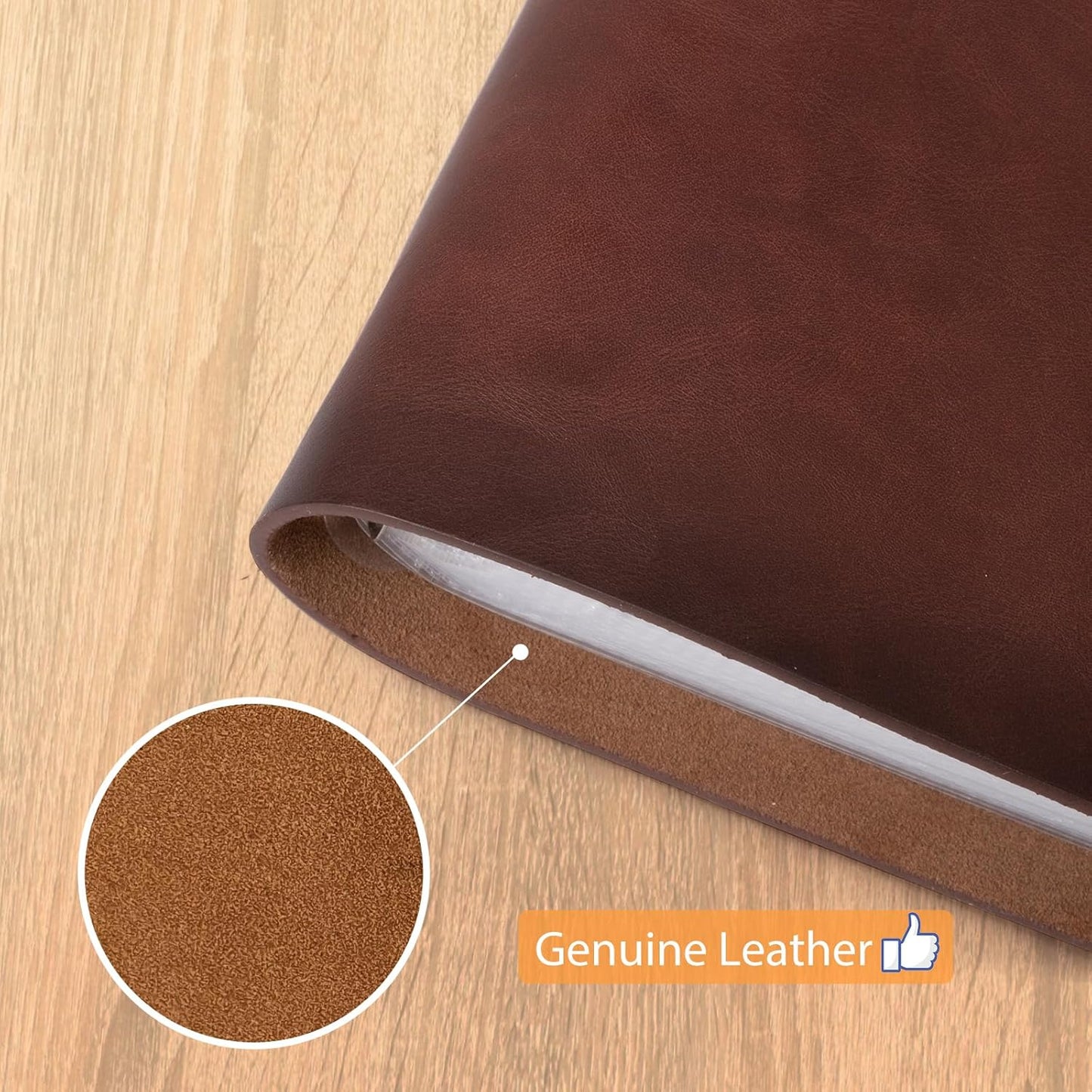 Photo Album 4x6 200 Photos, Genuine Leather Photo Albums with Writing Space with 30 Writing Paper, Travel Family Wedding Kids Graduation Ultrasound Baby Picture Album Scrapbook Photo Album（Hello Baby）