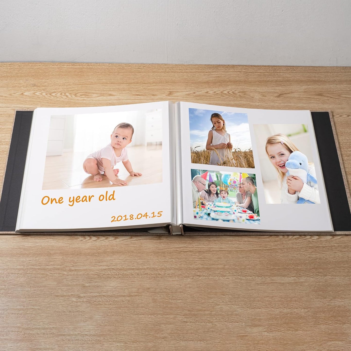 Photo Album Self Adhesive Scrapbook Album for 4×6 Pictures DIY Magnetic Linen Cover Album 30 Blank Pages for Family Wedding, Birthday, Christmas, Anniversary (Light Beige)