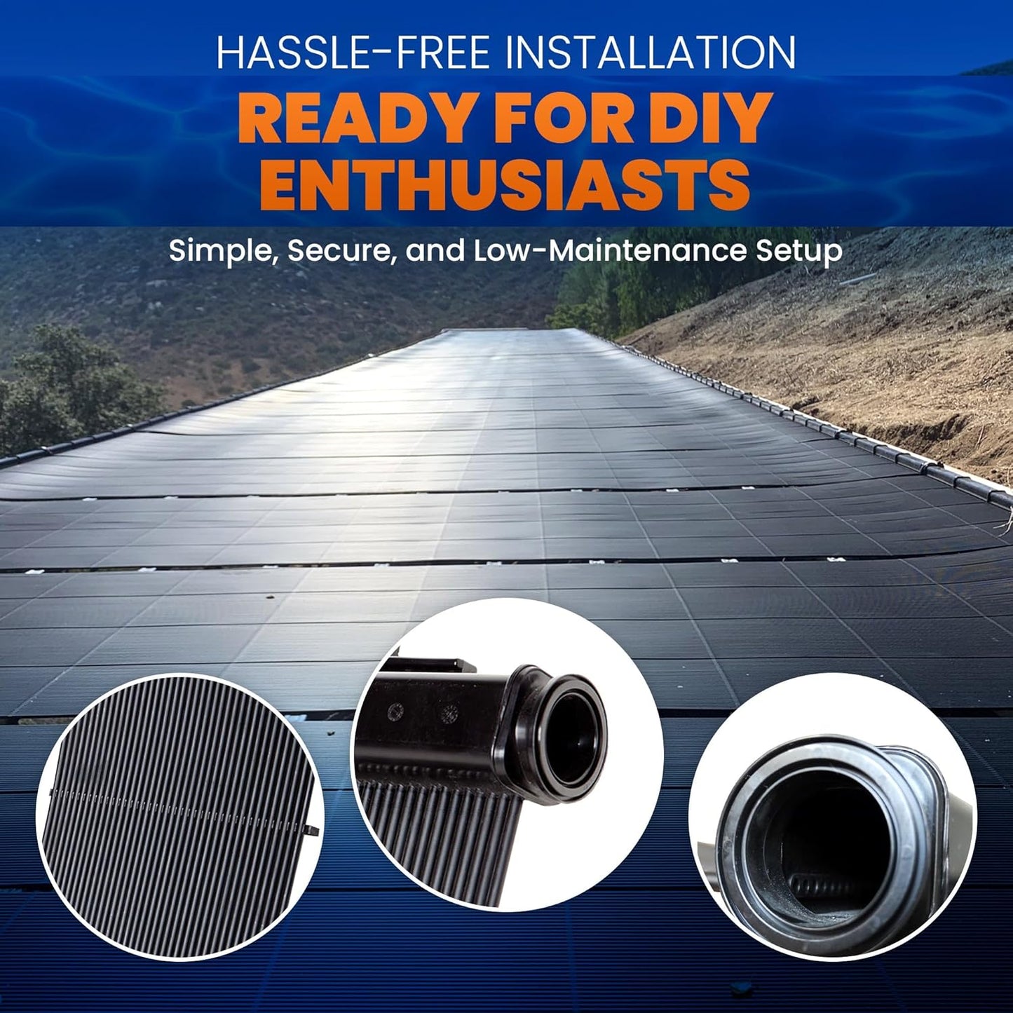 Industrial Grade Solar Pool Heater DIY Kit - Superior High-Wind Strapless Mounting System & Maximum Freeze Resistance (5-4'x6.5' / 130 Square Feet)