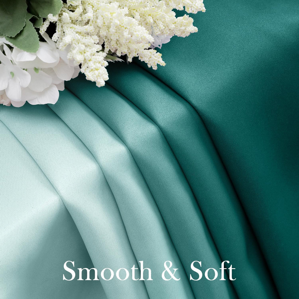 HOMEIDEAS Teal Ombre Blackout Curtains 52 X 96 Inch Length Gradient Room Darkening Thermal Insulated Energy Saving Grommet 2 Panels Window Drapes for Living Room, Bedroom