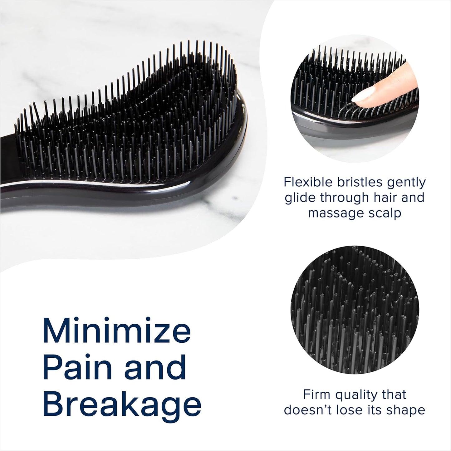 Crave Naturals Glide Thru Detangling Brush, Detangler Brush for Curly, Straight, Wet and Dry Hair Comb for Adults and Kids, Hair Accessories for Women, Black