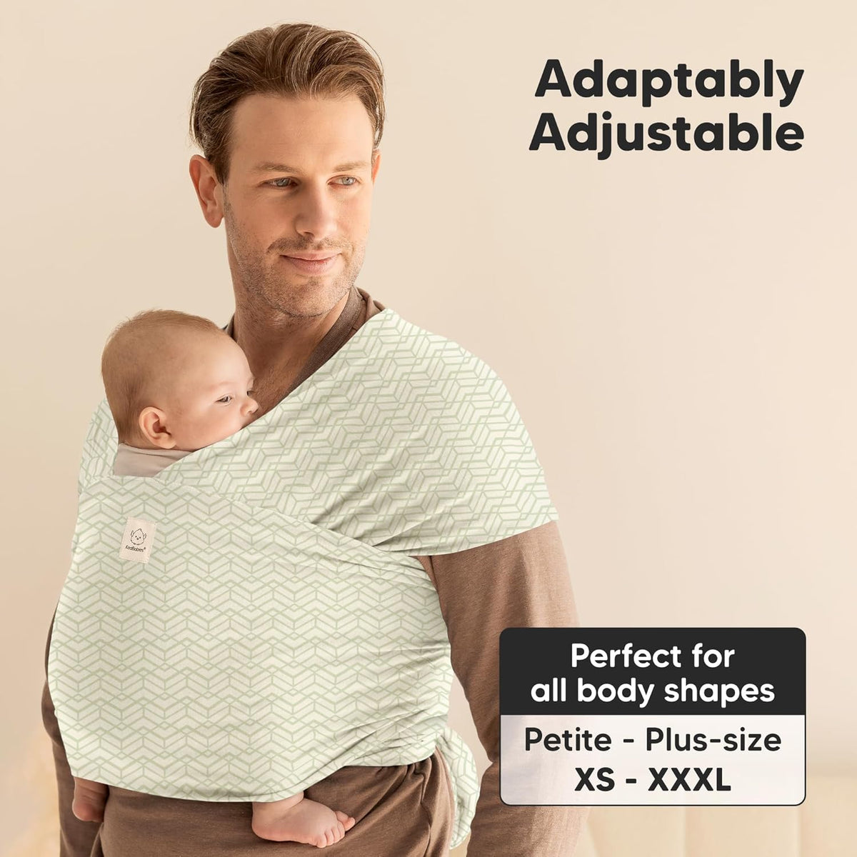 KeaBabies Baby Wrap Carrier - All in 1 Original Baby Carrier Newborn to Toddler Sling, Easy to Wear, Hands Free Bonding, Lightweight, Breathable Infant Wraps (Chevron Maze)